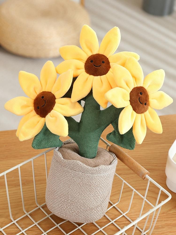 Sunflower Plush Doll Bouquet 32cm Simulation Flower Home Car Decor