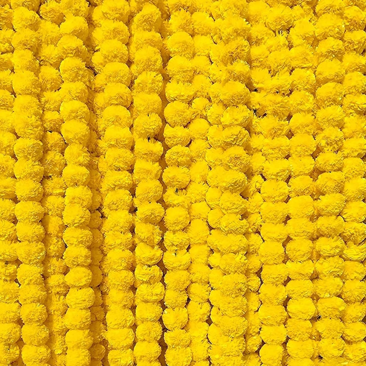 Dryphon Artificial Marigold Garland 5 Pc| Yellow Festival Decoration Pooja D�cor