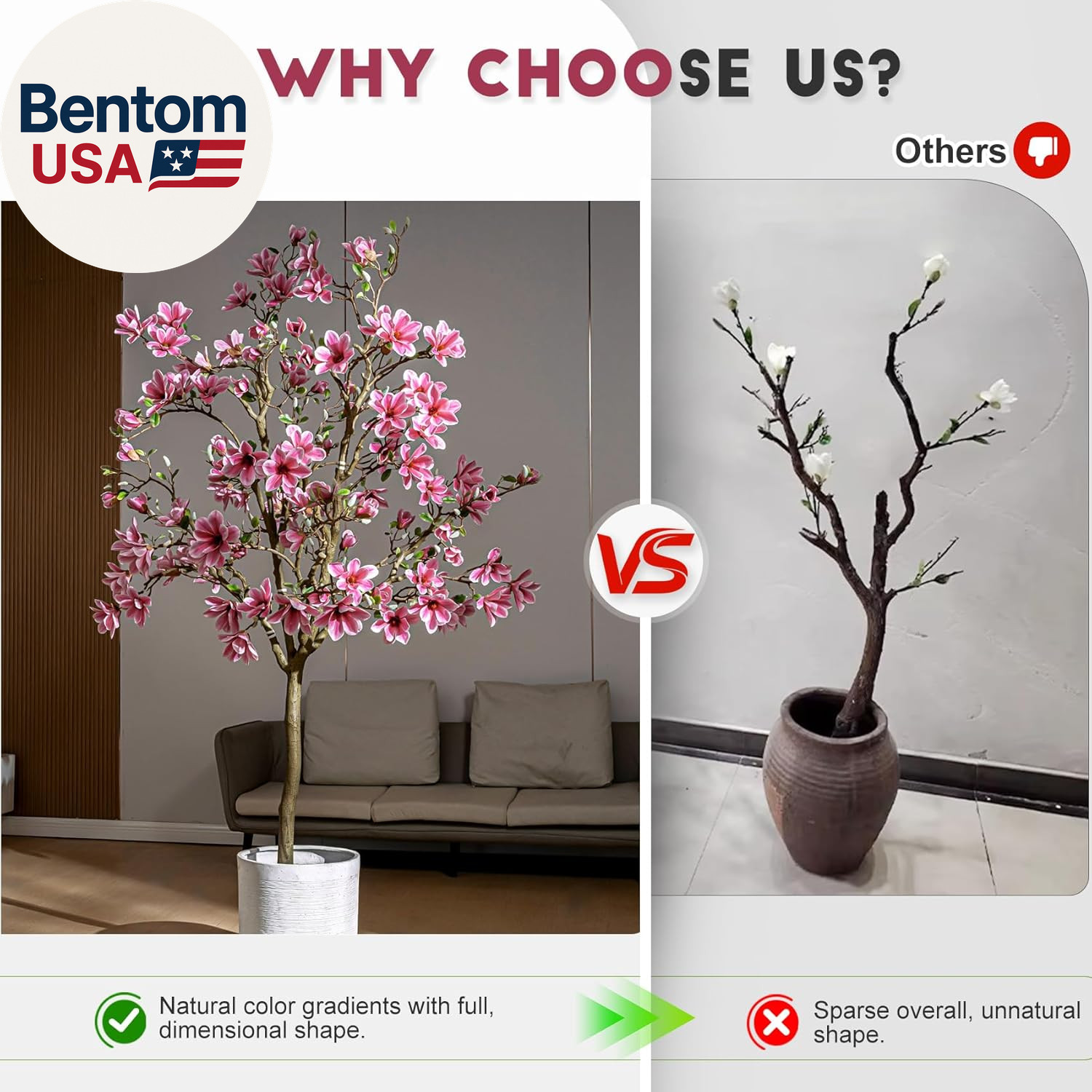 Tall Fake Magnolia Flower Tree Artificial Trees Cherry Blossom Floor Plantas Ind