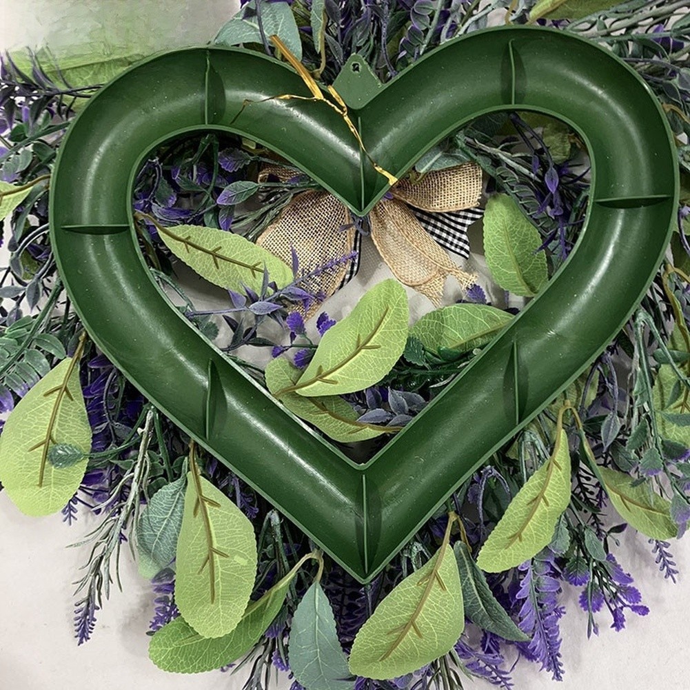 Artificial Lavender Heart Wreath for Wedding Party and Decorative Home Use 42cm