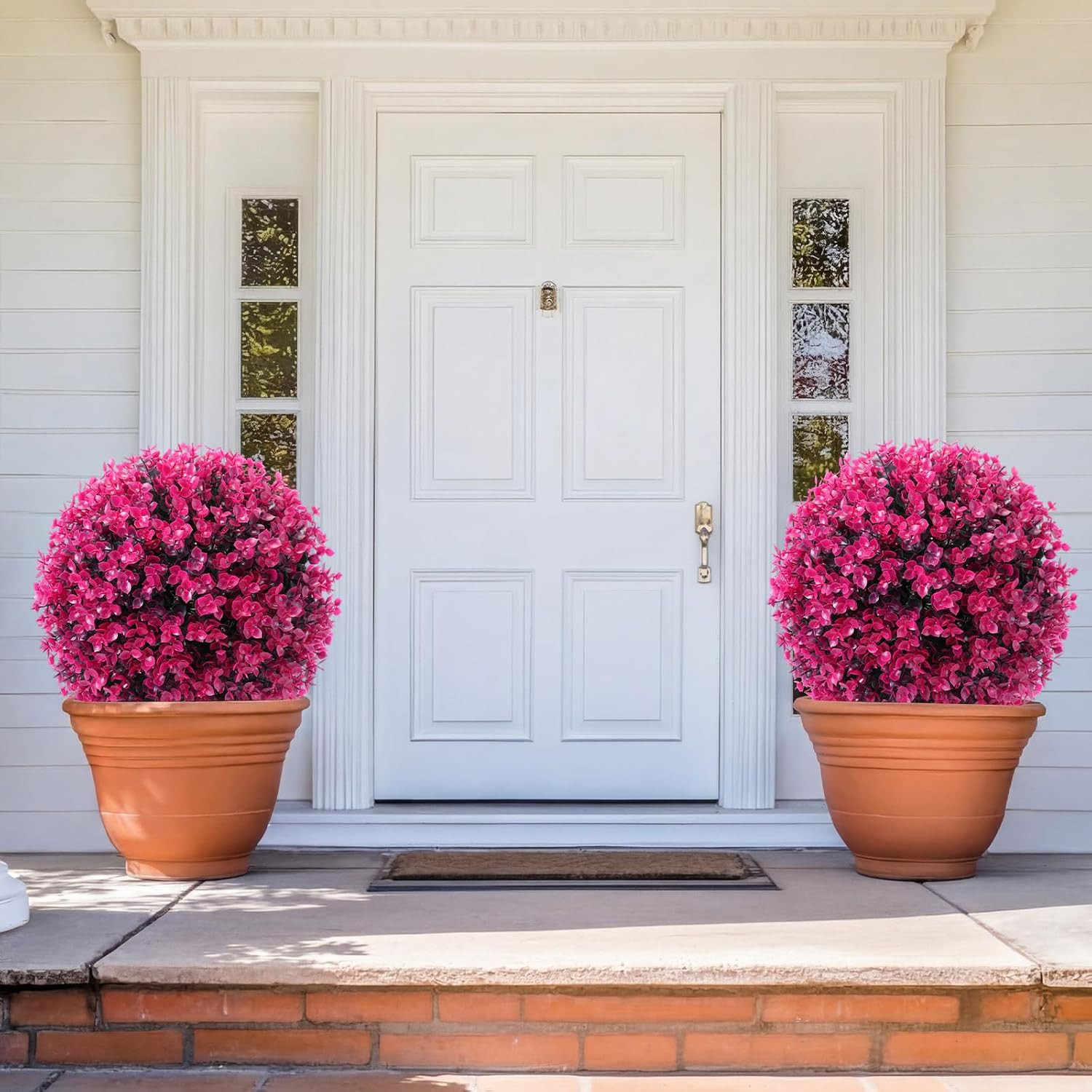 12″ Rose Red Artificial Topiary Balls – 2 Pcs Decorative Garden Spheres