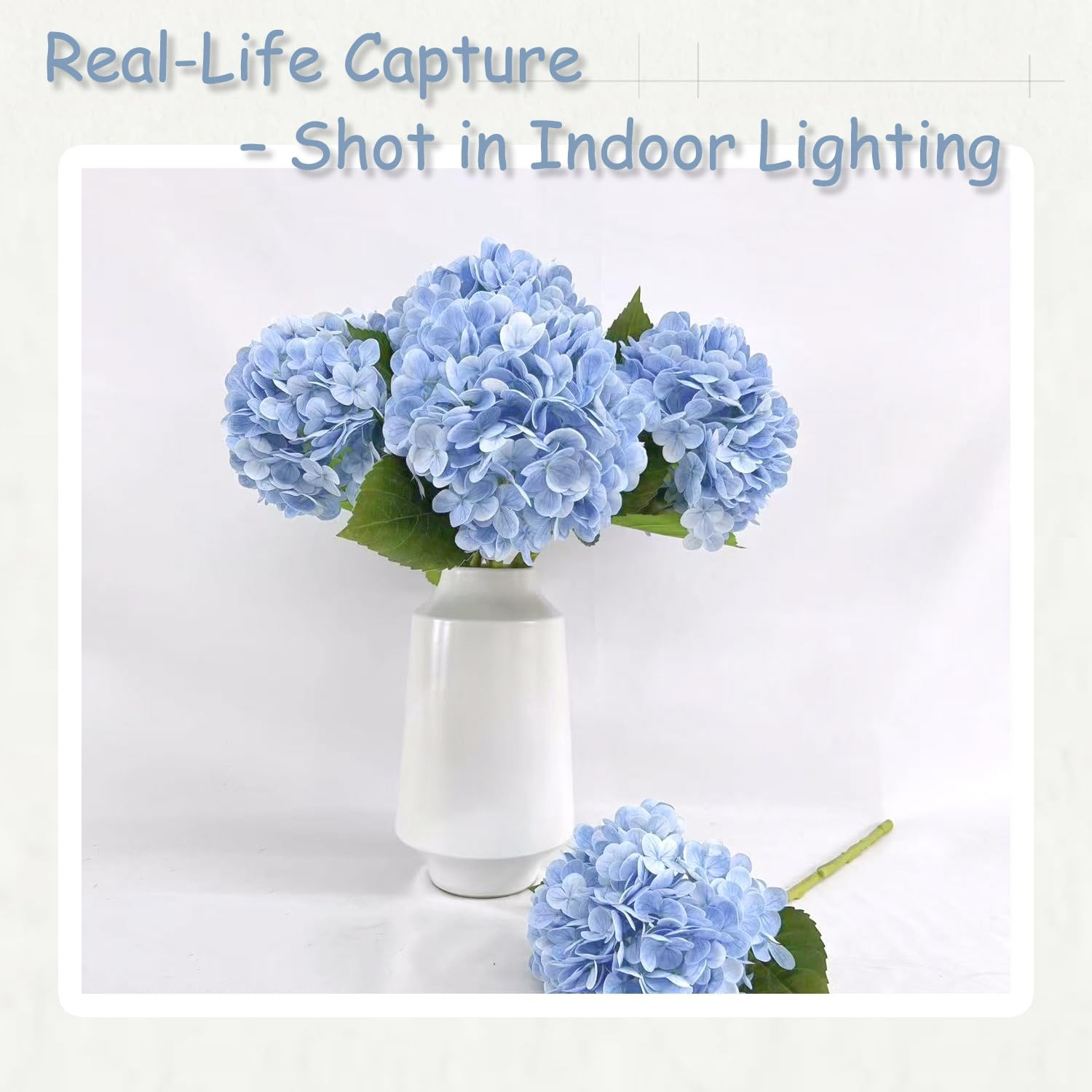 3 Pcs Artificial Hydrangea Flowers, 21″ Latex Real Touch Hydrangeas Large