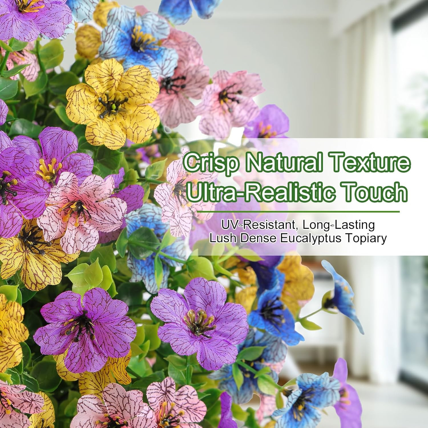 2Pcs 20″ Artificial Topiary Ball Flowers for Outdoors, Spring