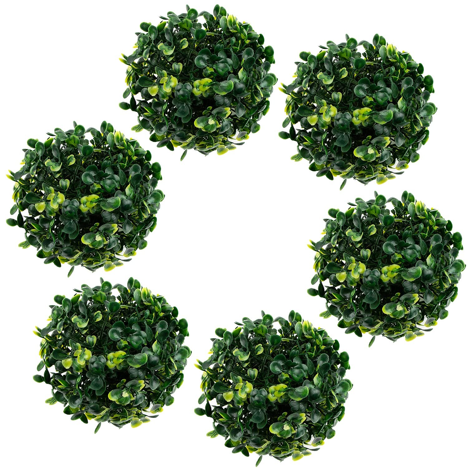 6 PCS 4 Inch Artificial Boxwood Topiary Green Plant Balls Decorative Greenery