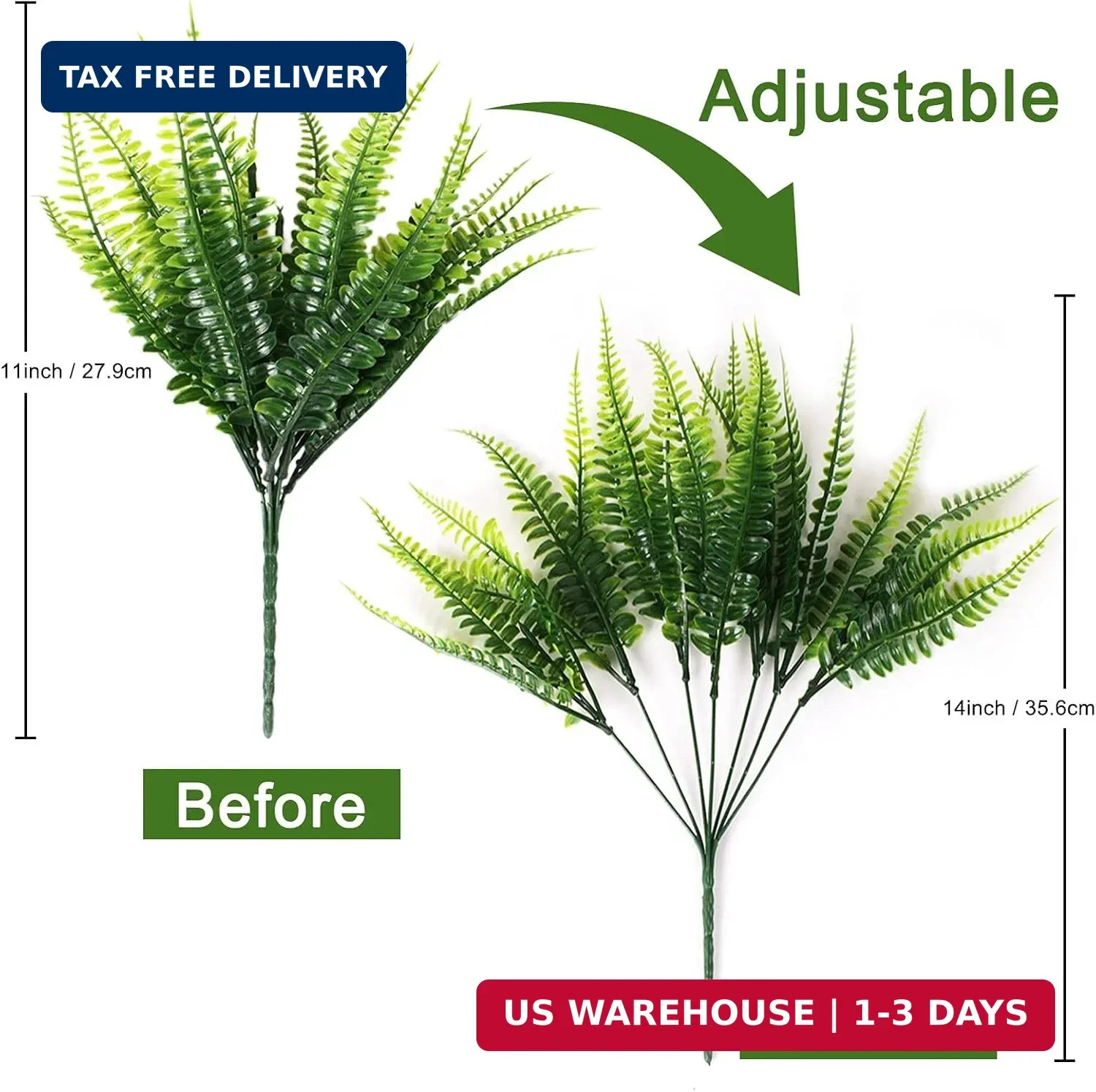 Coreland 8 Pcs Fake Plants Outdoors – Ferns Artificial Plants for Outdoor Ferns