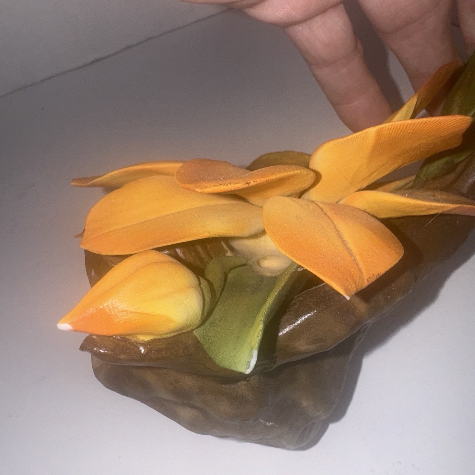 Capodimonte Orange Black Eyed Susan Floral Sculpture Made In Italy 6 3/4”