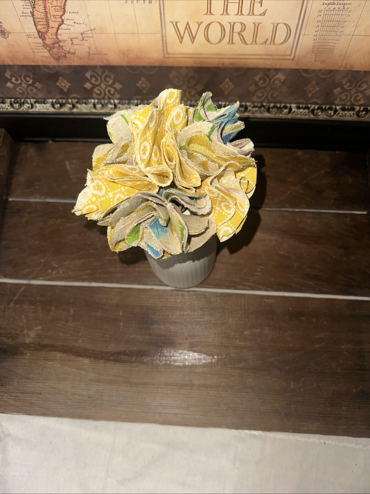 Bouquet Of Fabric Flowers, 7 Fabric Flowers & Vase Included, 12”x4”