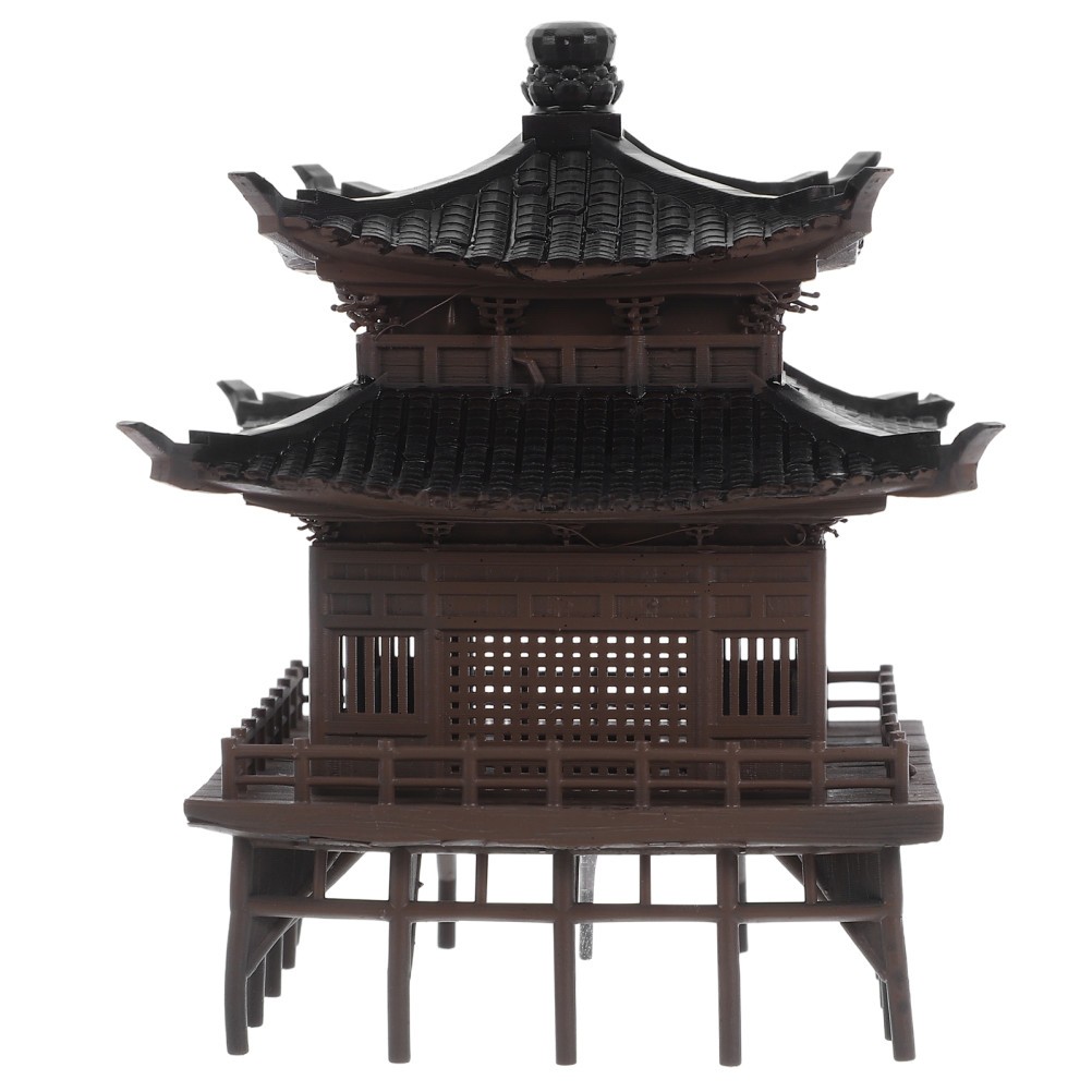 Elegant Light Brown Plastic Garden Pavilion Figurine for Desktop and Zen Garden
