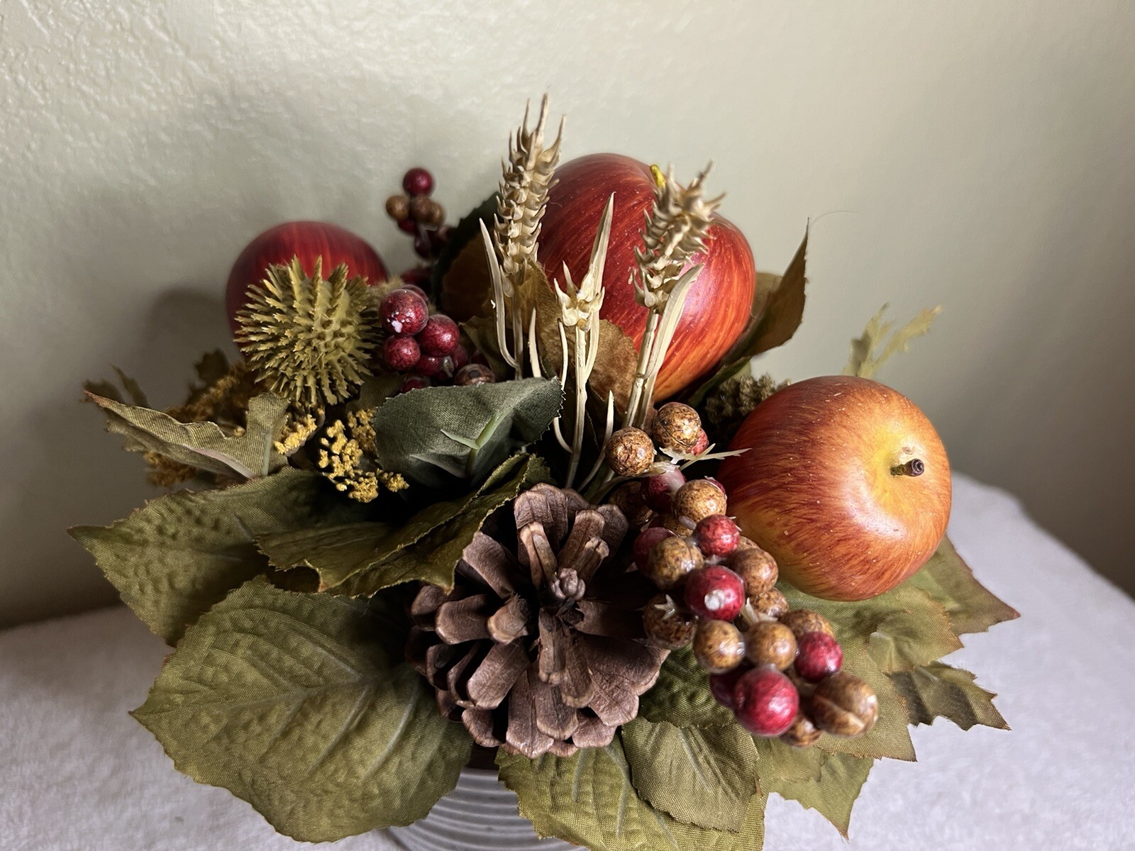 Apple Floral Decor Arrangement with Vase Artificial Faux Home Decor
