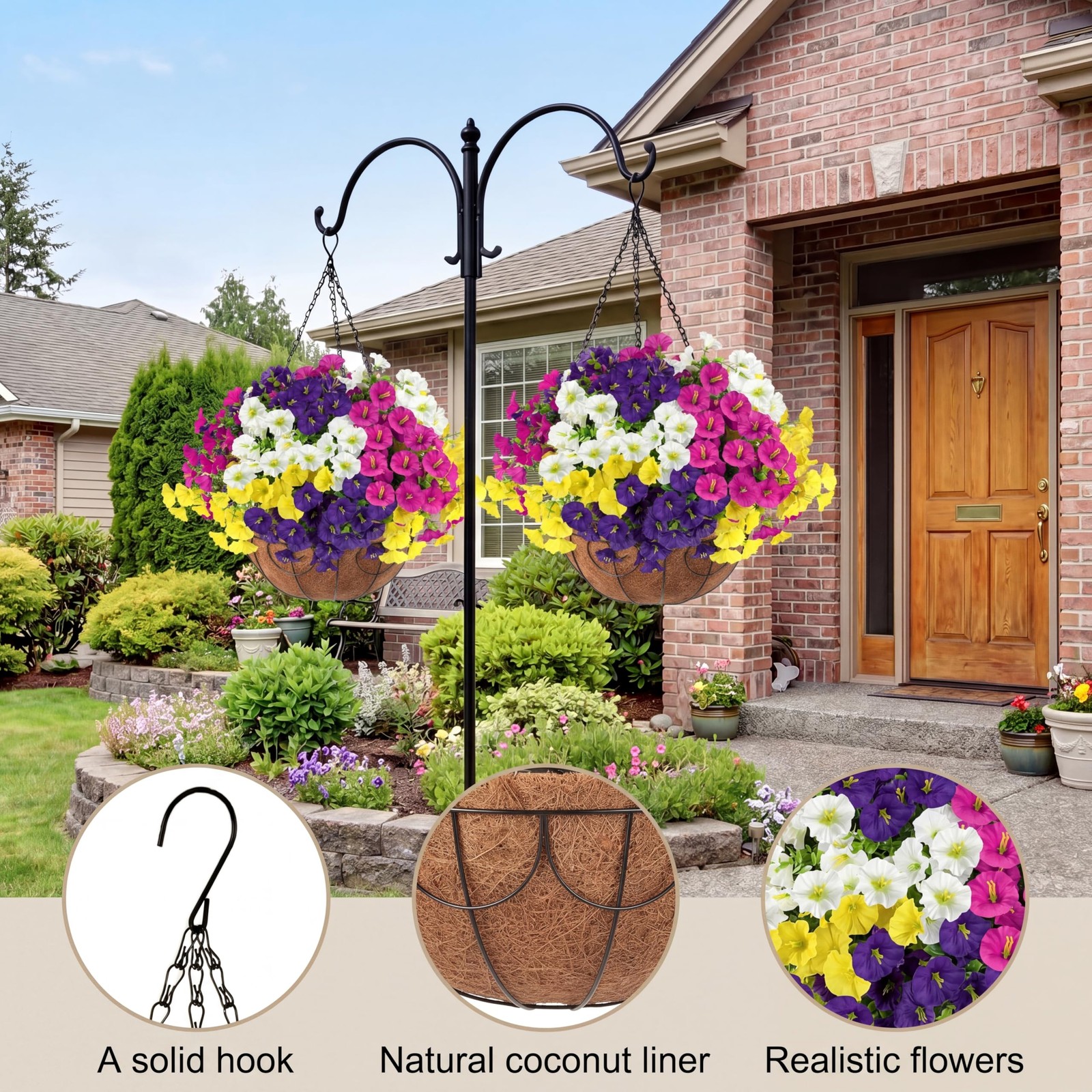 Artificial Flowers for Outdoors with Baskets Hanging Plant Faux Flowers UV Re…