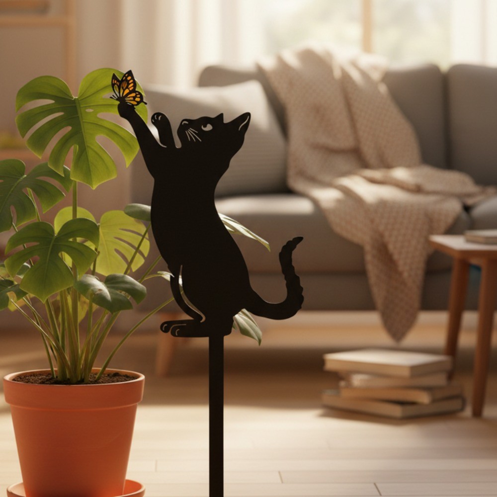 Whimsical Cat Silhouette Garden Stakes – Decorative Yard Lawn Accents