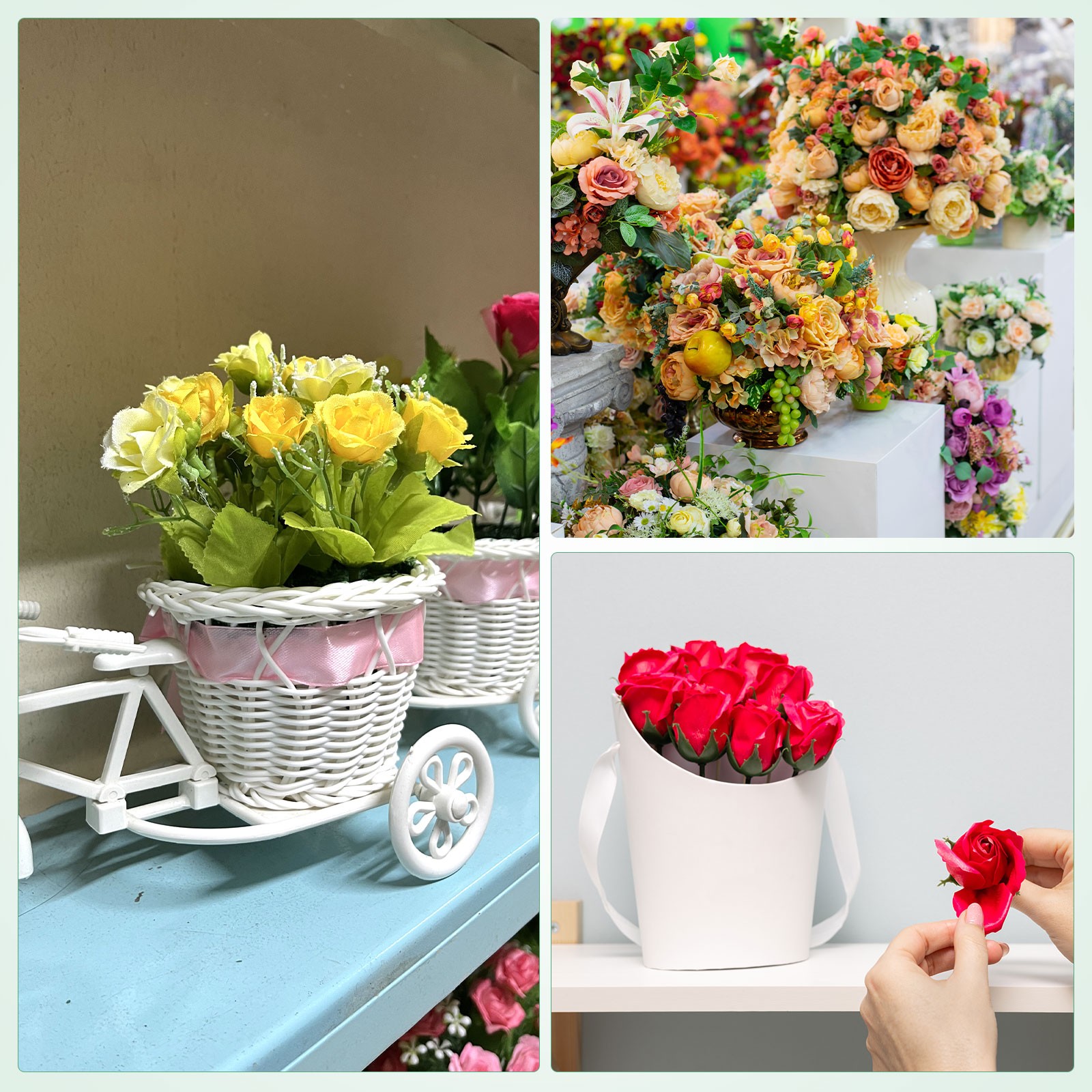 20-Pack Rose Artificial Flowers with Long Stem for Home Decor [Champagne]