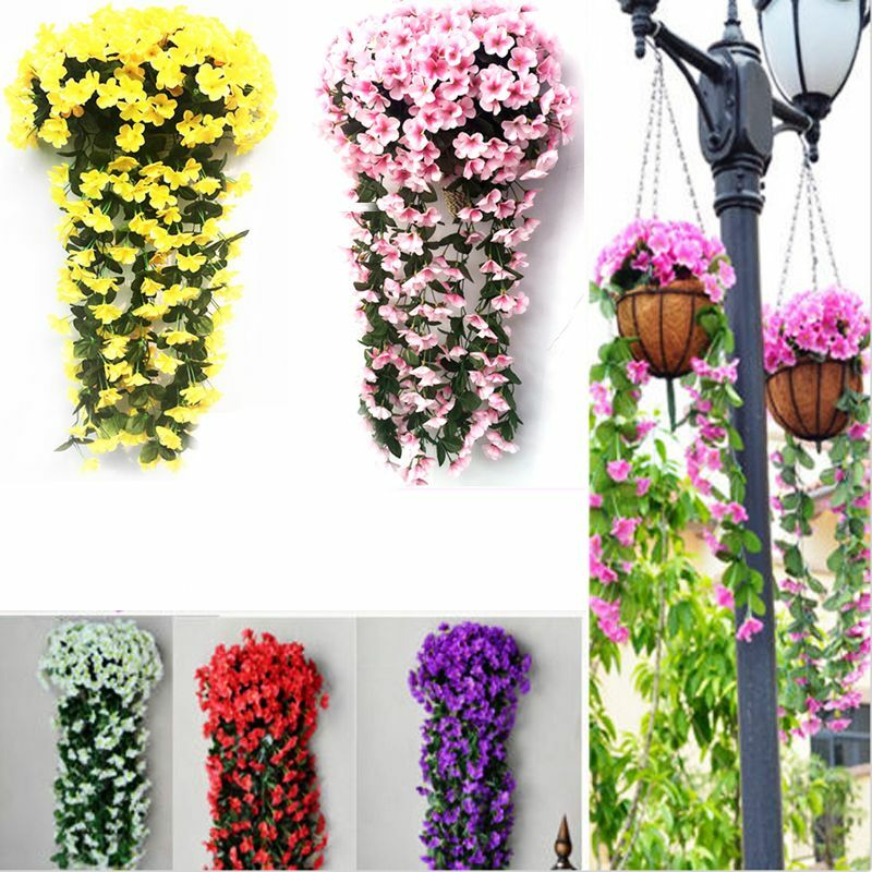 70cm Artificial Flower Lobelia Violet Hanging Wedding Garland Decor Silk