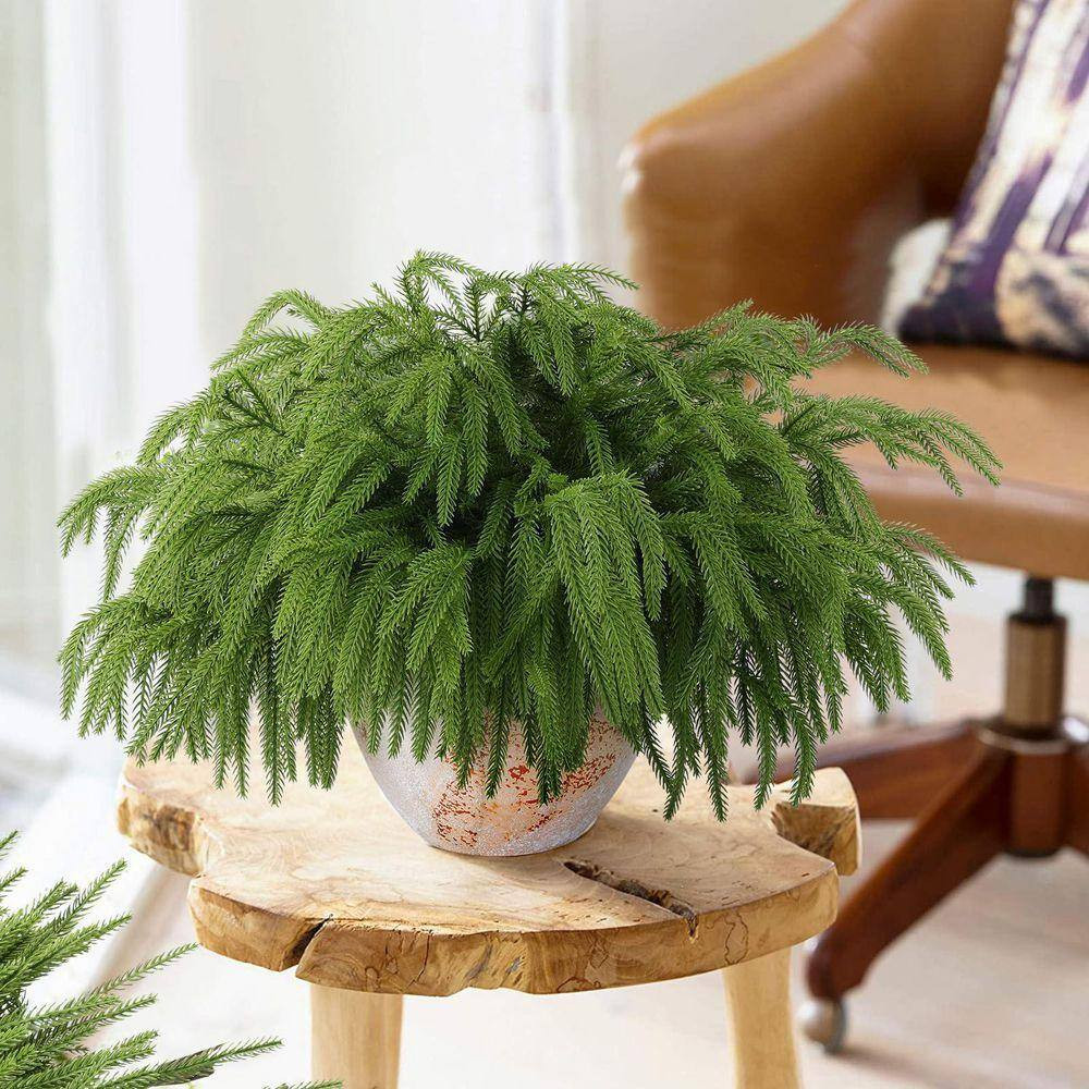 Norfolk Pine Series 17.7 In. Green Artificial Plant Pine Branches Faux Christmas