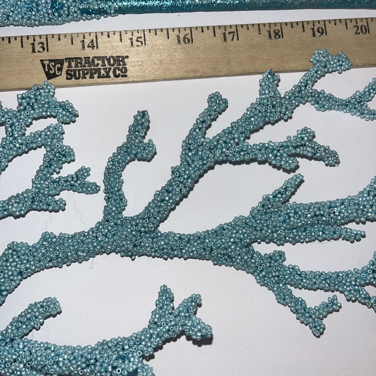 Lot Of 3 Glittered Beaded Twig Branch Spray Blue Coral Nautical Branch Florals
