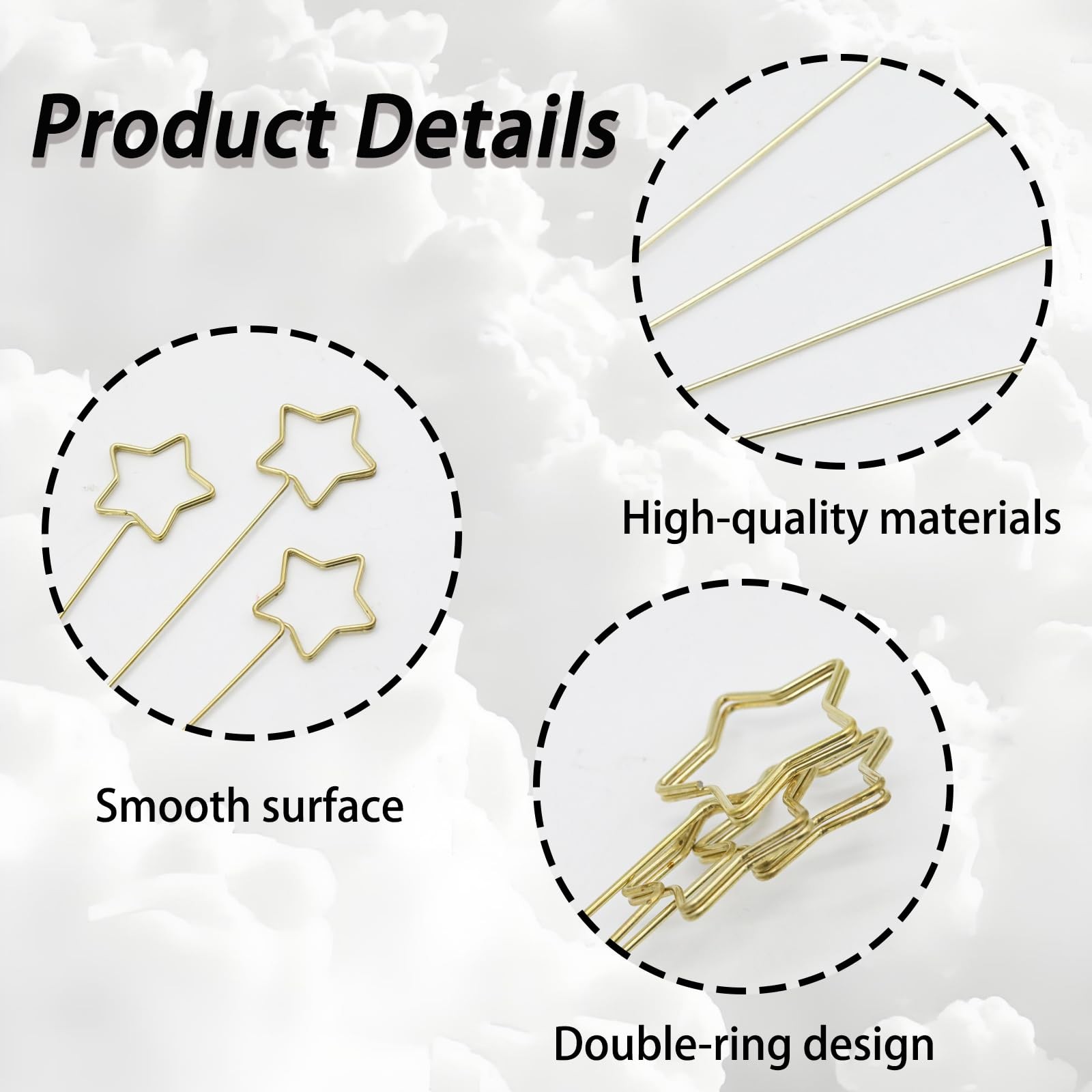 40 Pcs Gold Floral Picks, 13 Inch Premium Metal Flower Picks, Star-Shaped Sti…