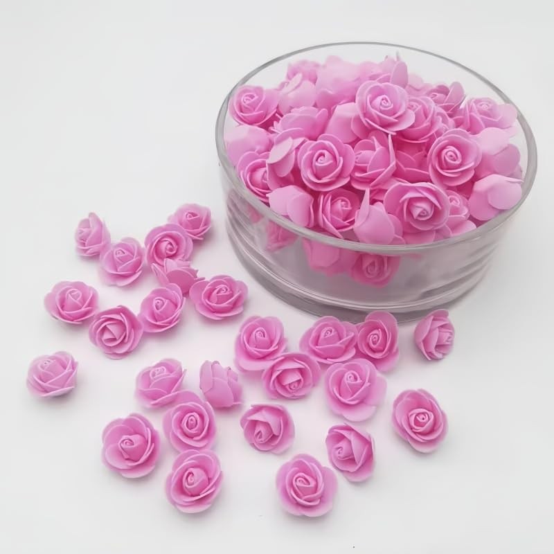 Pink Mini Foam Small Rose Heads Flowers For Crafts 1.3 Inch 120 PCS