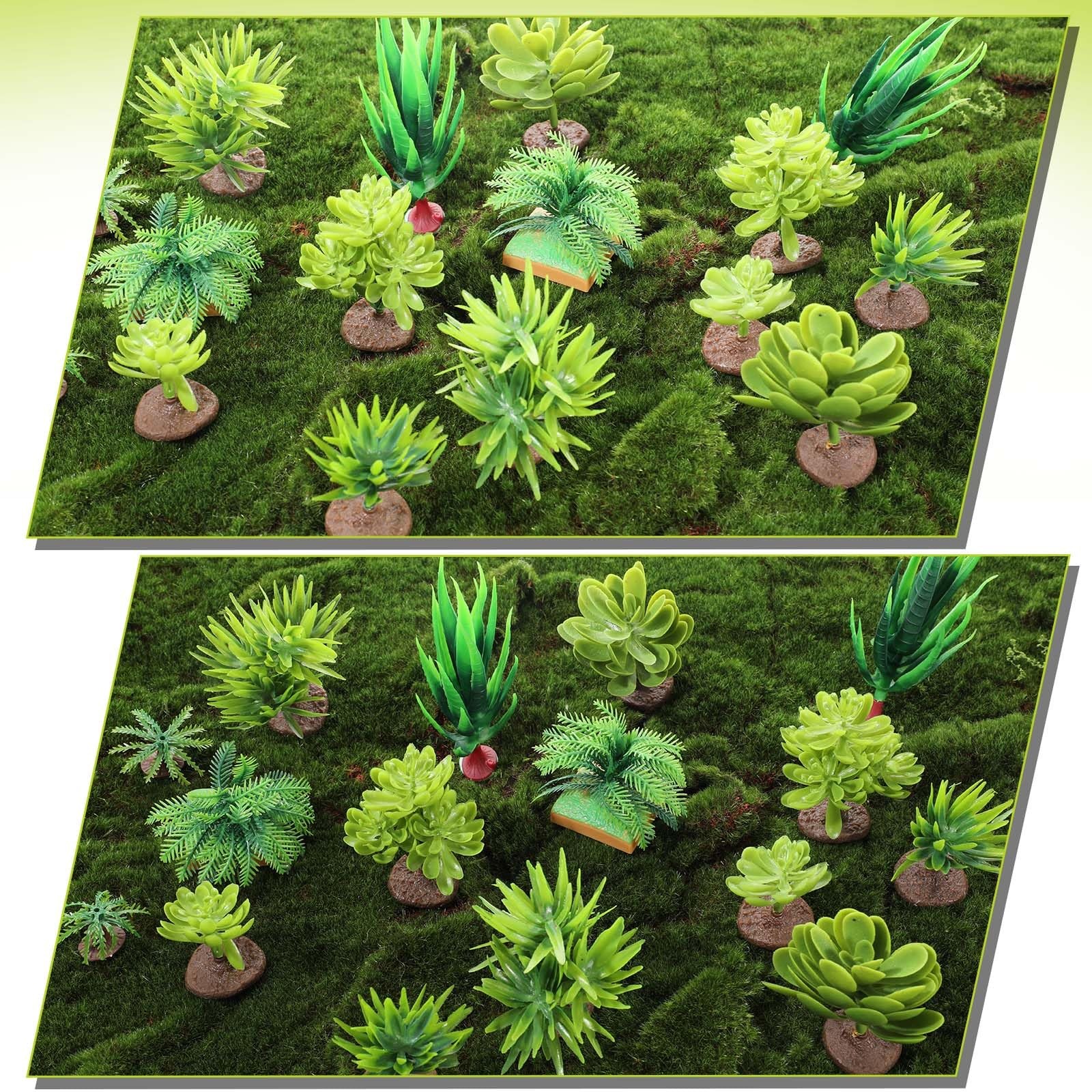 16 PCS Artificial Miniature Trees Realistic Mini Succulent Plants Plastic Mod…