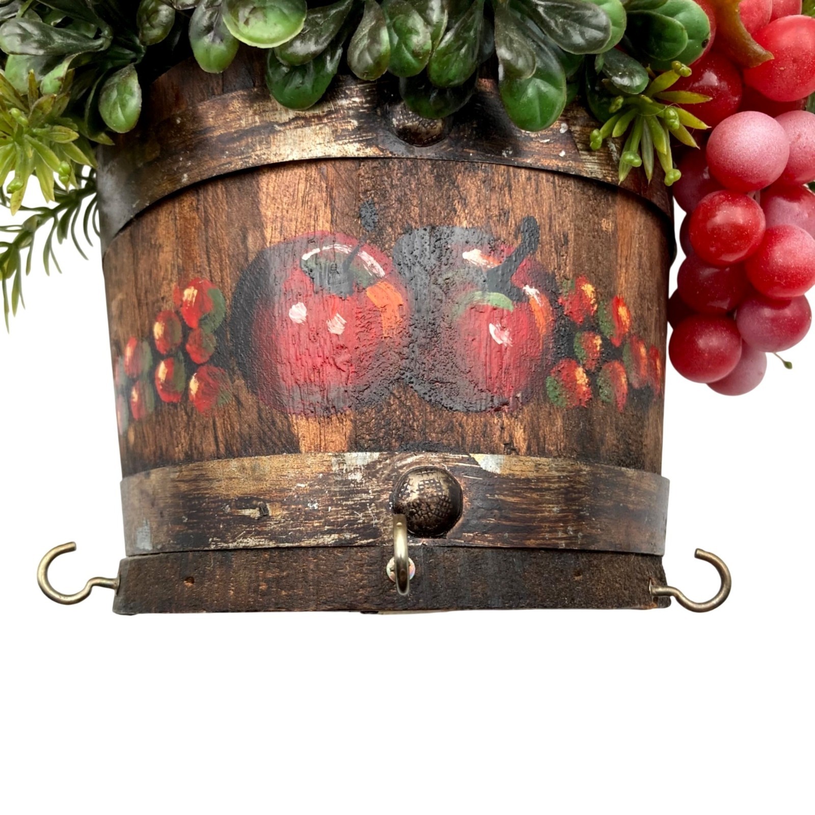 Vintage KIM ORIGINALS Faux Floral Arrangement Wall Decor Mushrooms Wood Basket