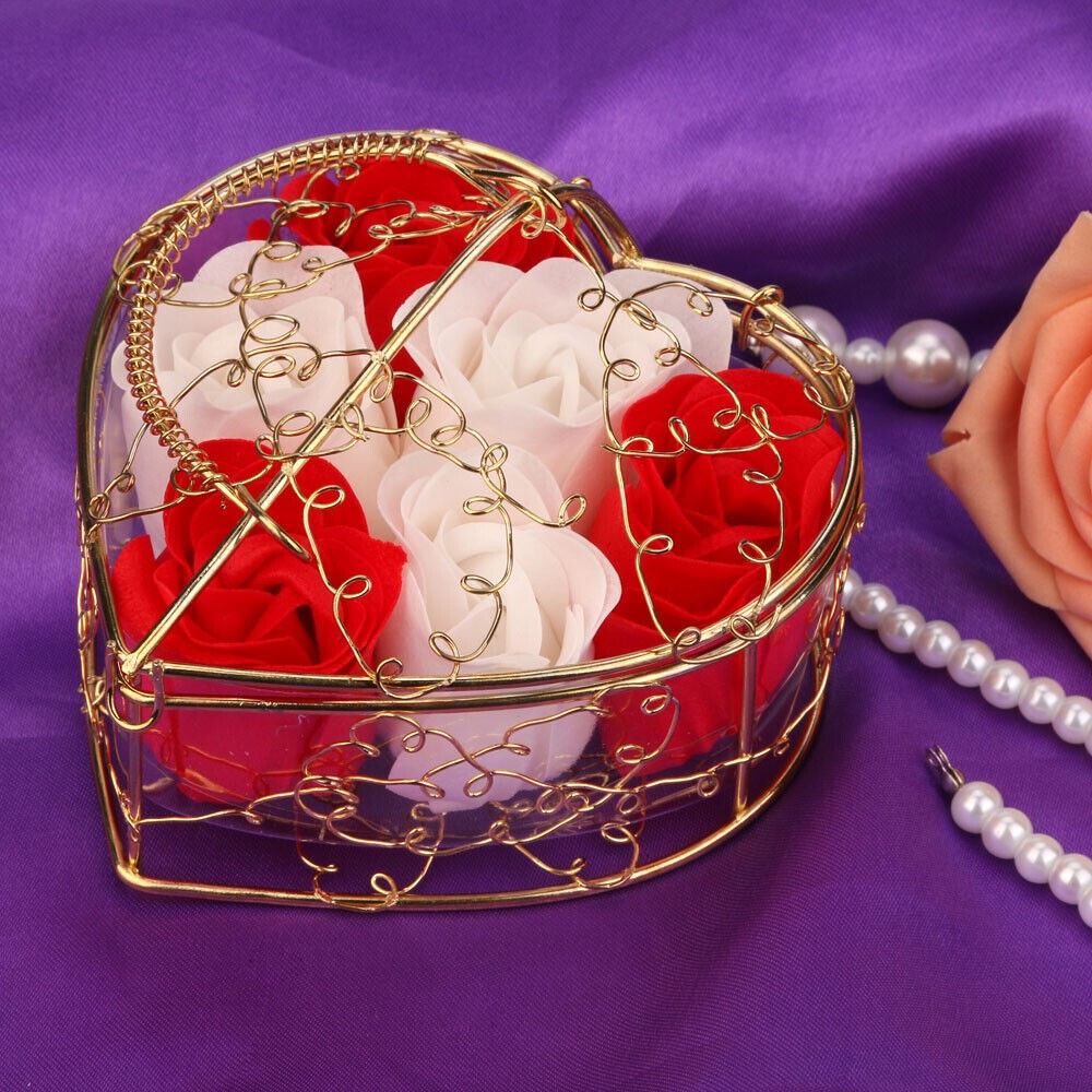 Heart Scented Petal Rose Soap Flower Wedding Valentines Day Gift Box 2 Packs