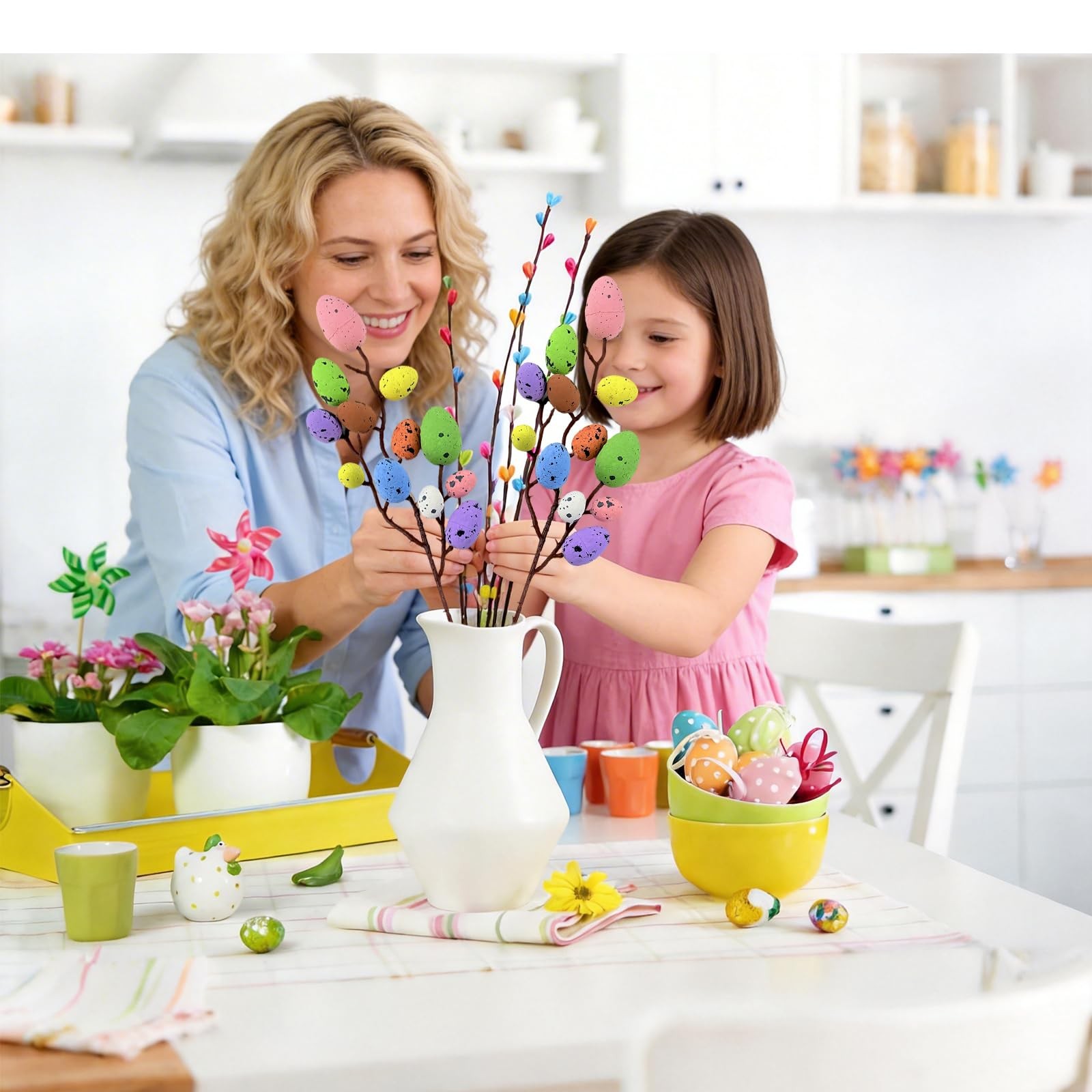 Artificial Picks Easter Spray Vine with Easter Eggs Berries Floral Stems