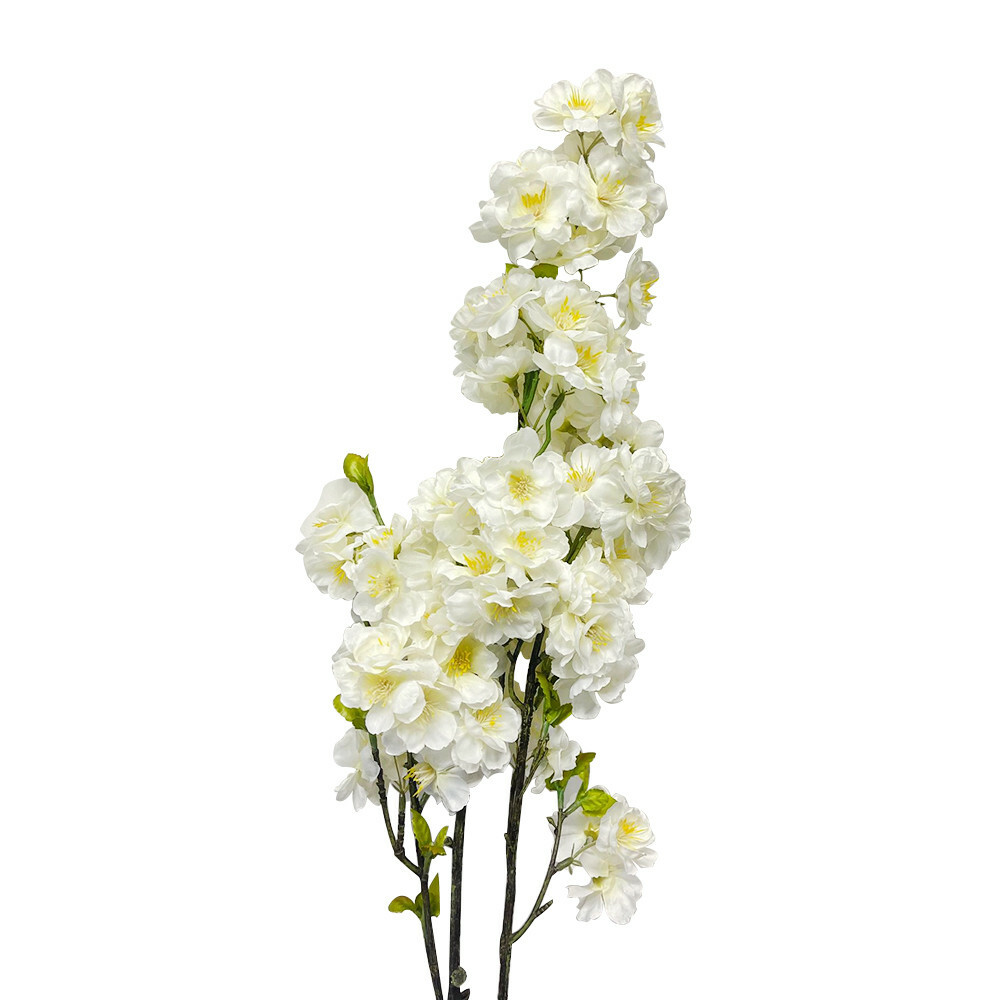 42” Botanical Artificial White Cherry Blossom Spray Natural Silk Floral Home De