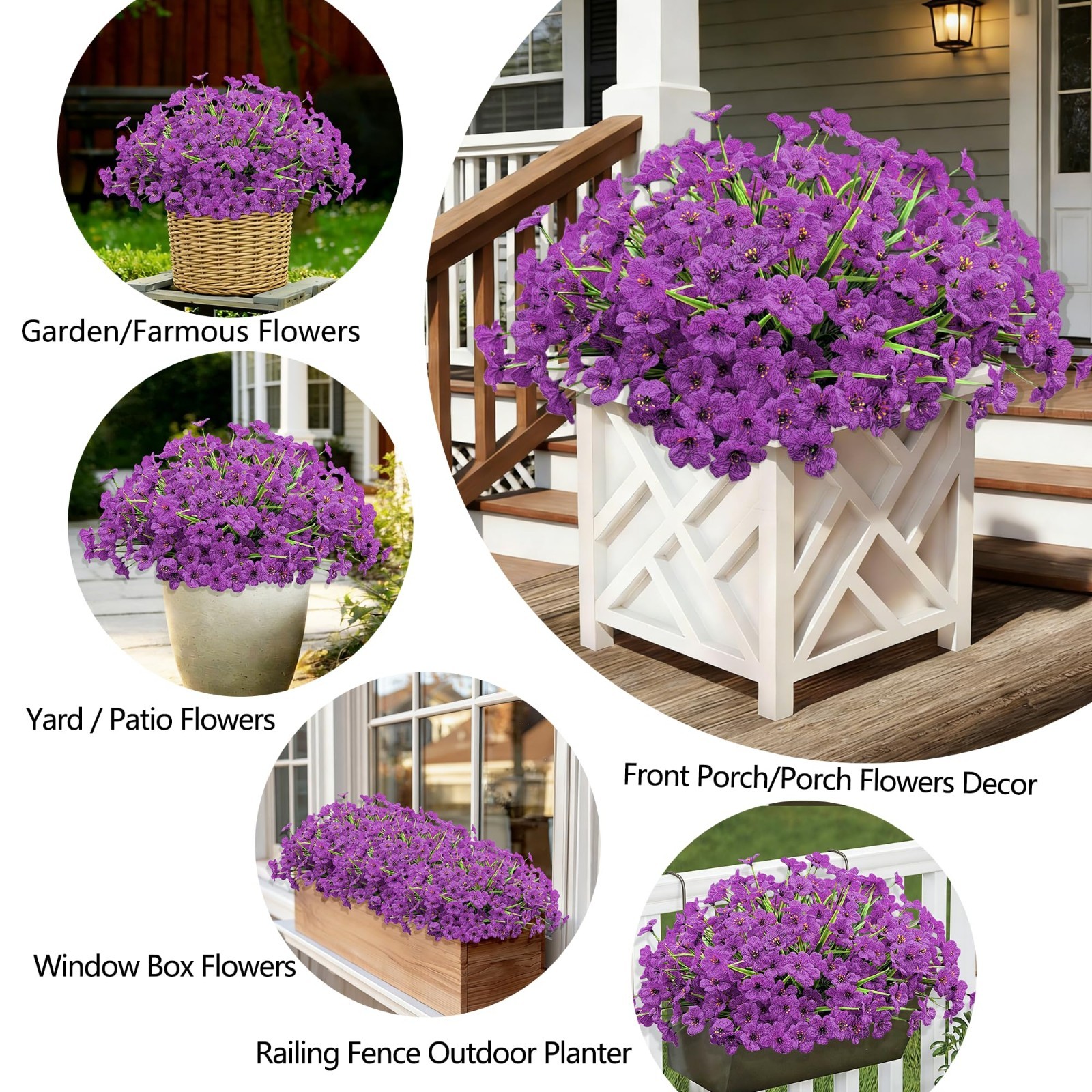 20 Bundles UV Resistant Artificial Flowers – Realistic Faux Silk Plants for Outd