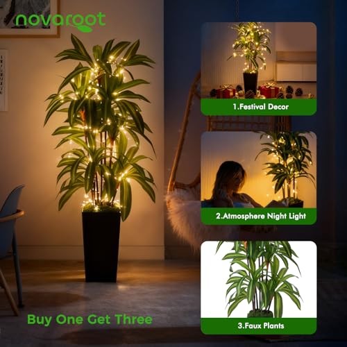 5FT Artificial Dracaena Tree Faux Plant Black Planter