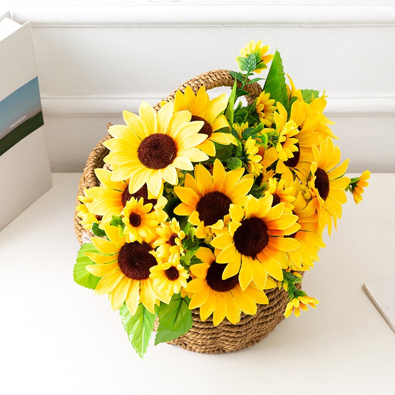 26 Head Artificial Decor Sunflower Silk Fake Flowers Bouquet Bridal Home Garden