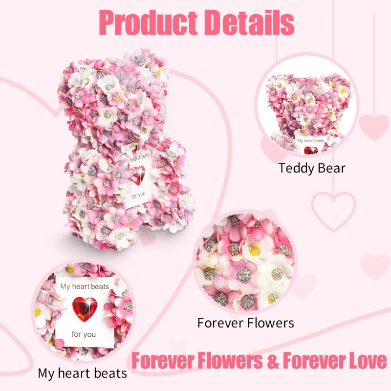 Delicate Faux Flower Bear Display Decoration for Creating a Elegant Atmosphere