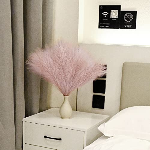 6 PCS Faux Pampas Grass Arrangement – 18″/45cm Artificial Fluffy D4- Dust Pink