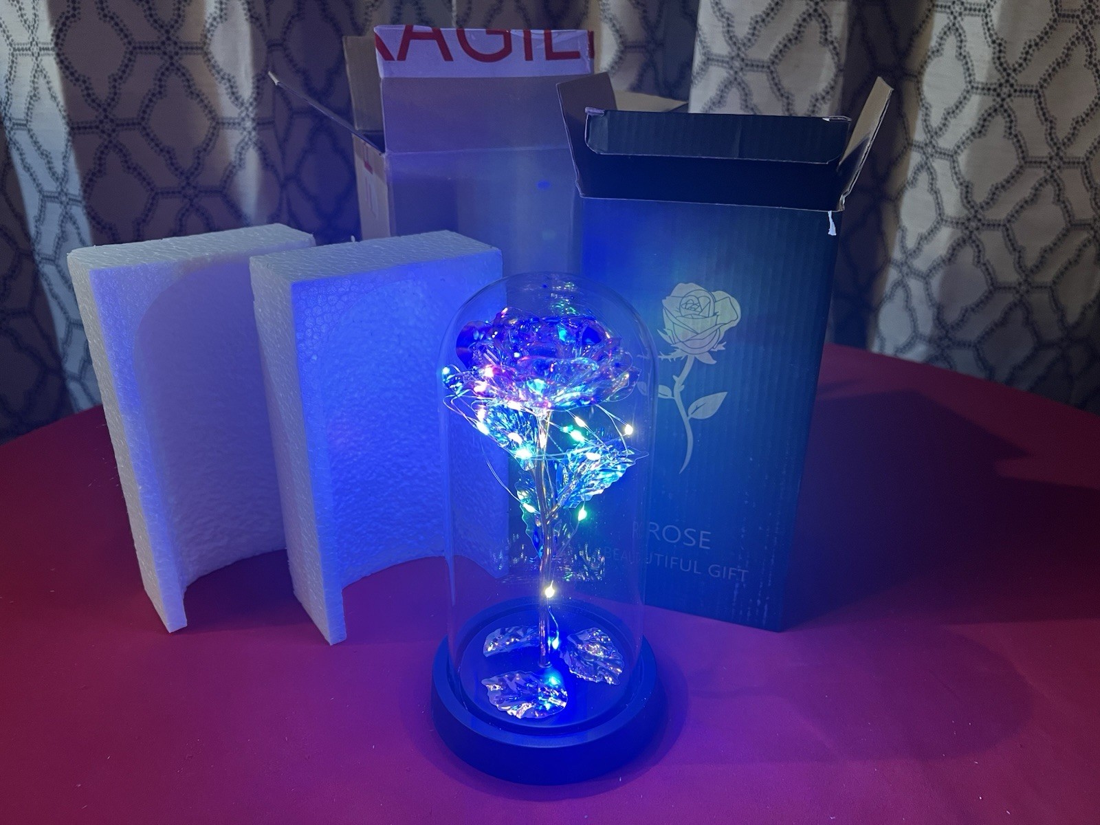 Glass Dome Rose Flower Gift – LED Rose Night Light