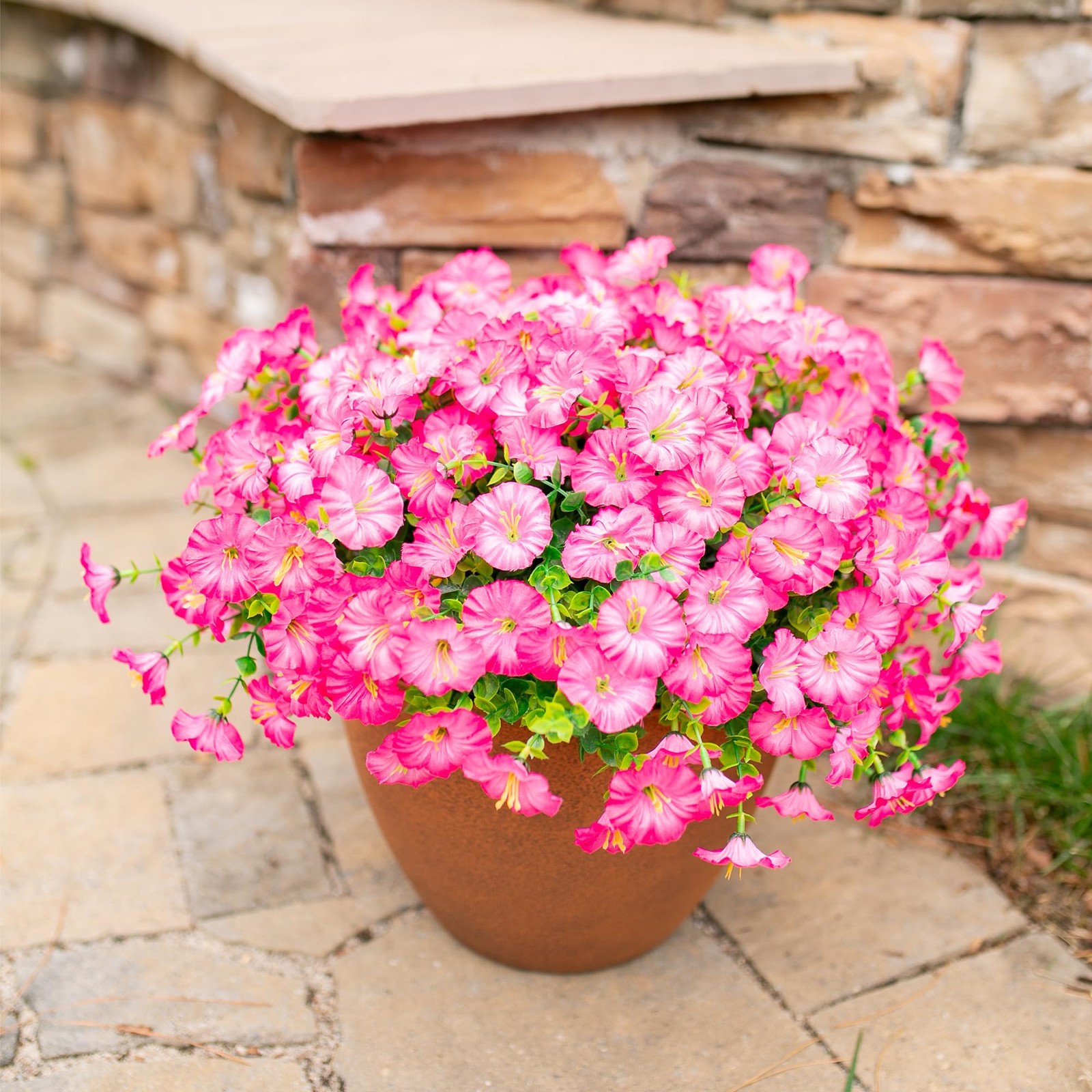 Artificial Flowers Fake Plants for Outdoors Decoration, 12 Bundles Pink Silk …