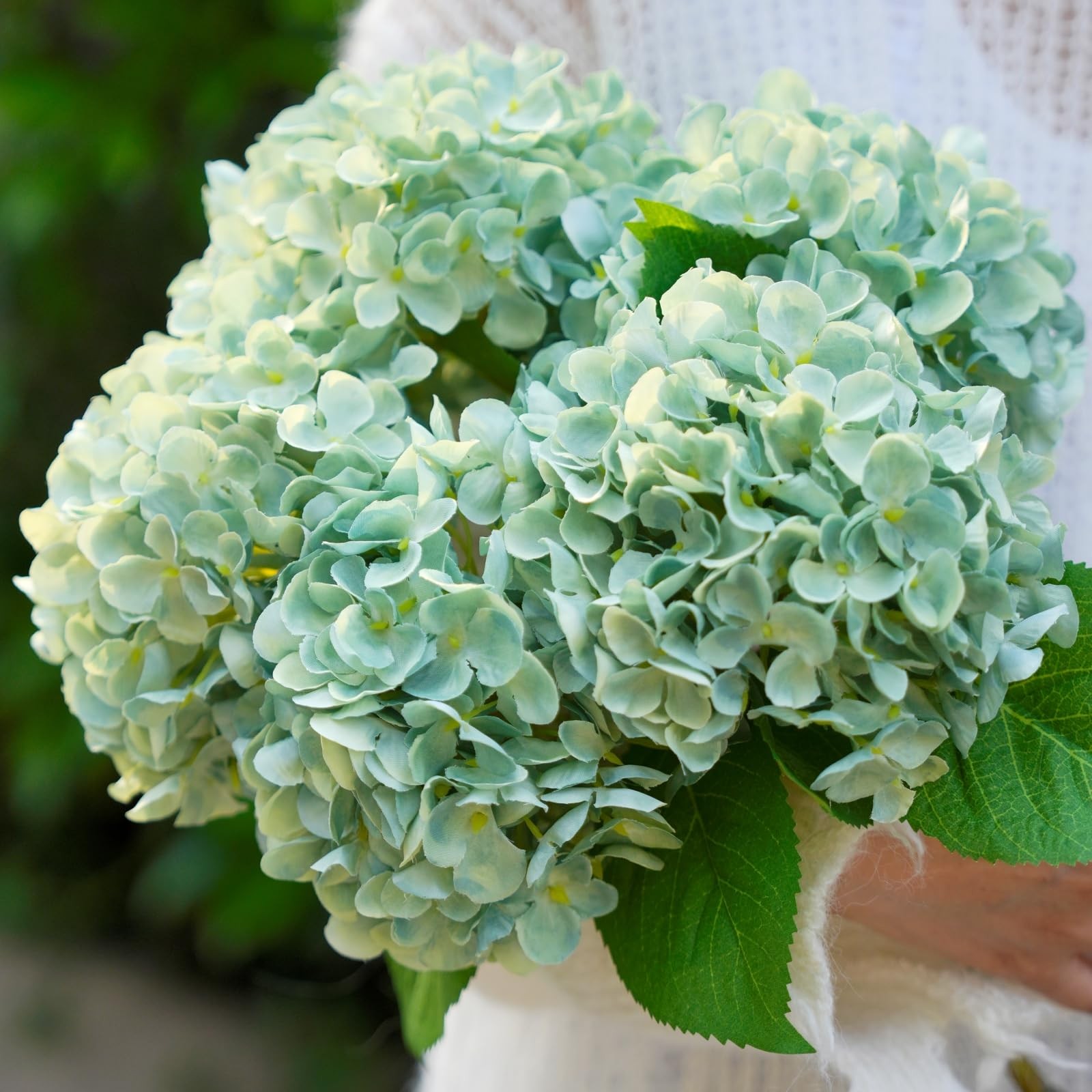 5 Pcs Hydrangea Artificial Flowers, Faux Silk Hydrangea Flores with Stems, Fa…