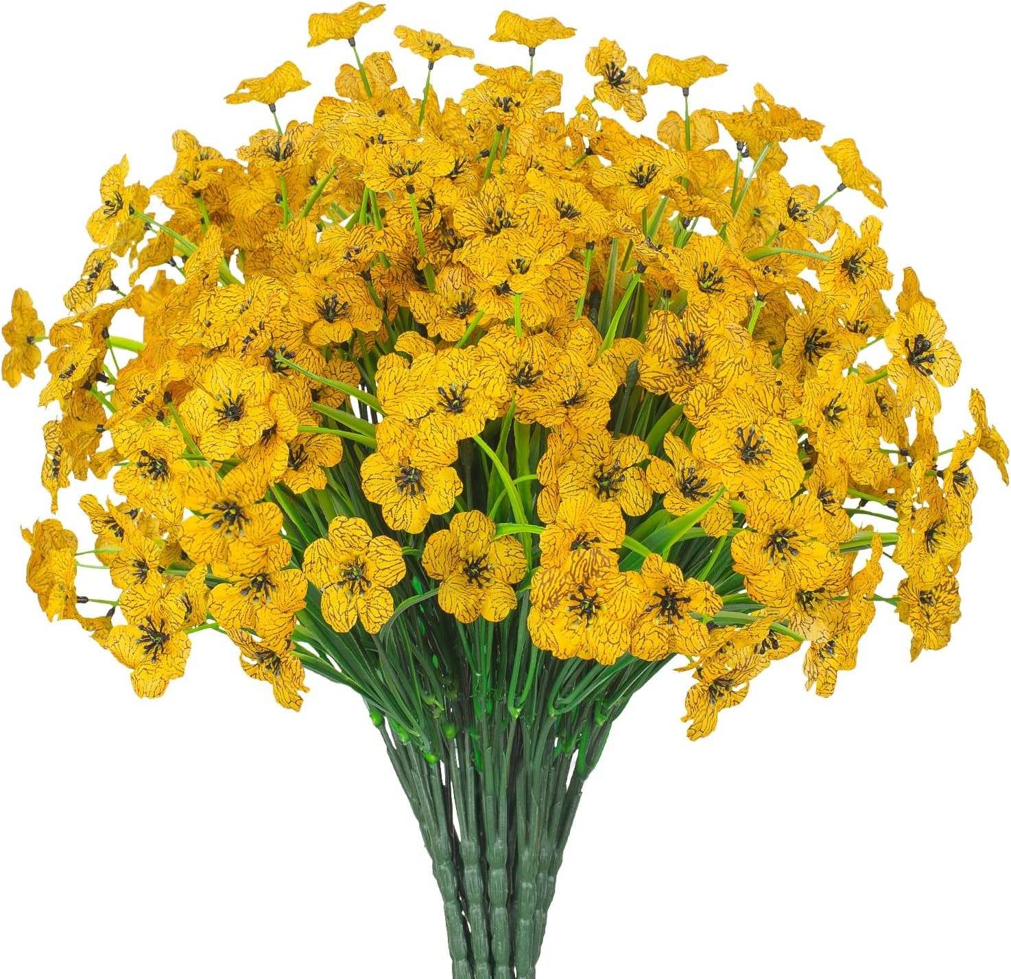 21 Bundles Artificial Flowers, UV Resistant Faux Silk Outdoor Planter