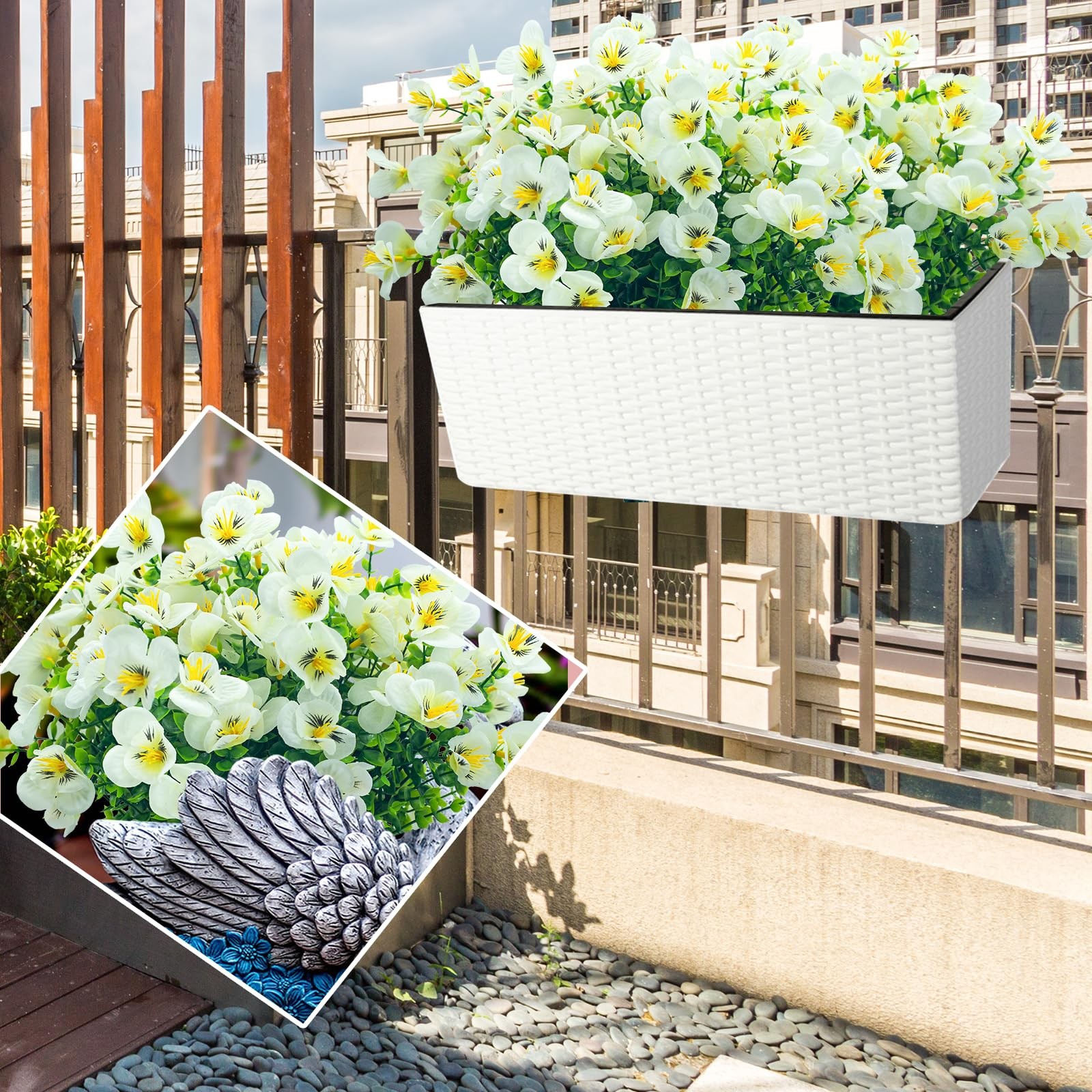 Artificial Flowers for Outdoor,8 Bundles UV Resistant Fake Flowers Faux Plast…