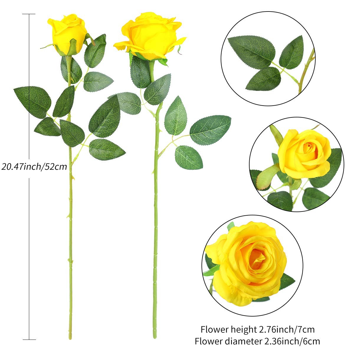 12 Artificial Silk Flowers 6 Blooming Roses 6 Buds Elegant Home Decor