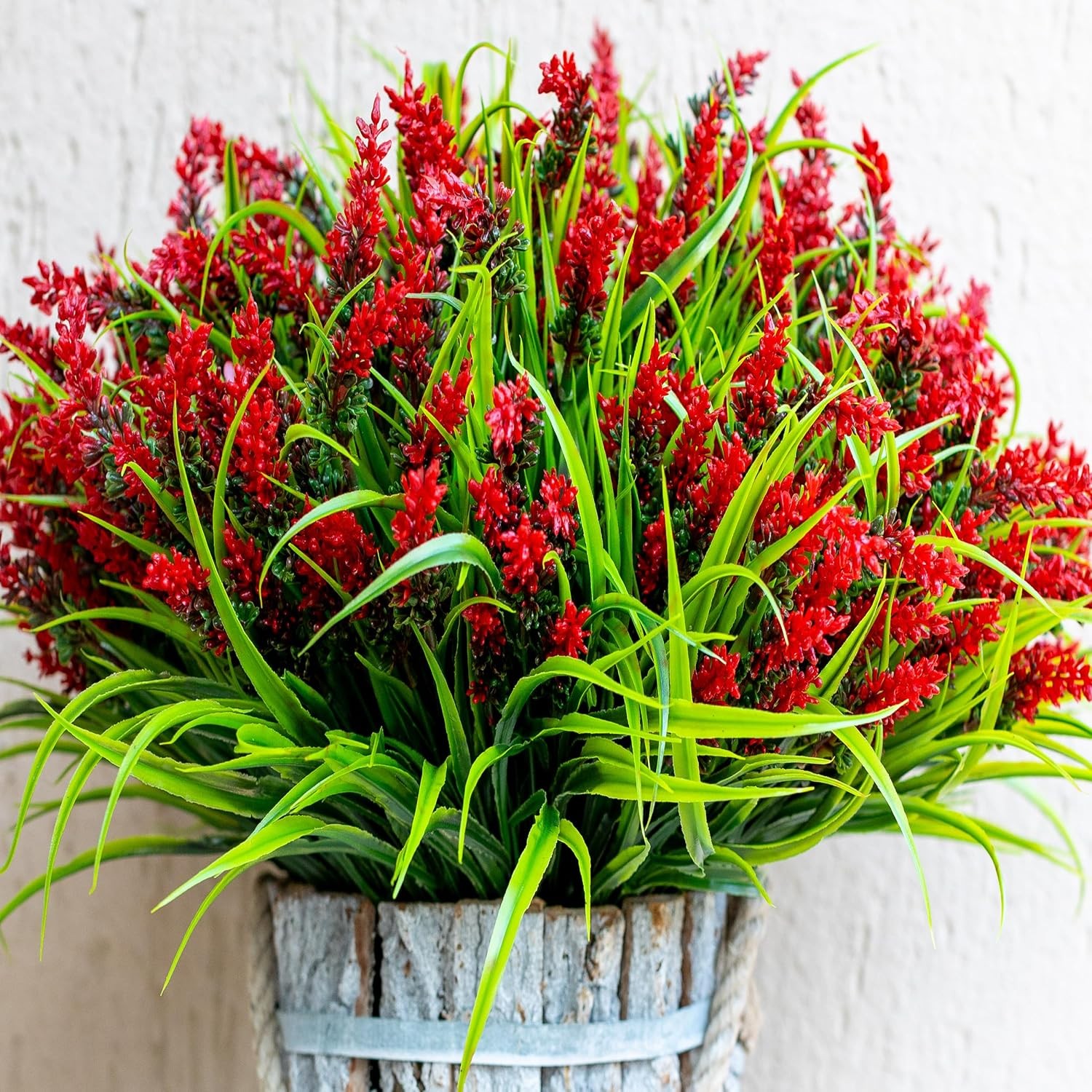 Artificial Flowers Outdoors Decorations 20 Bundles Fake Lavender Monkey Grass UV