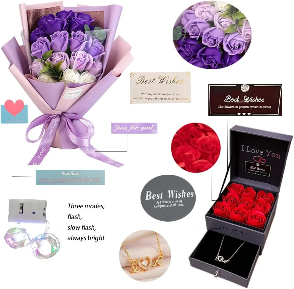 EIGHTOWN Roses Bouquet Fake Artificial Flower – Preserved Red Flowers with Love
