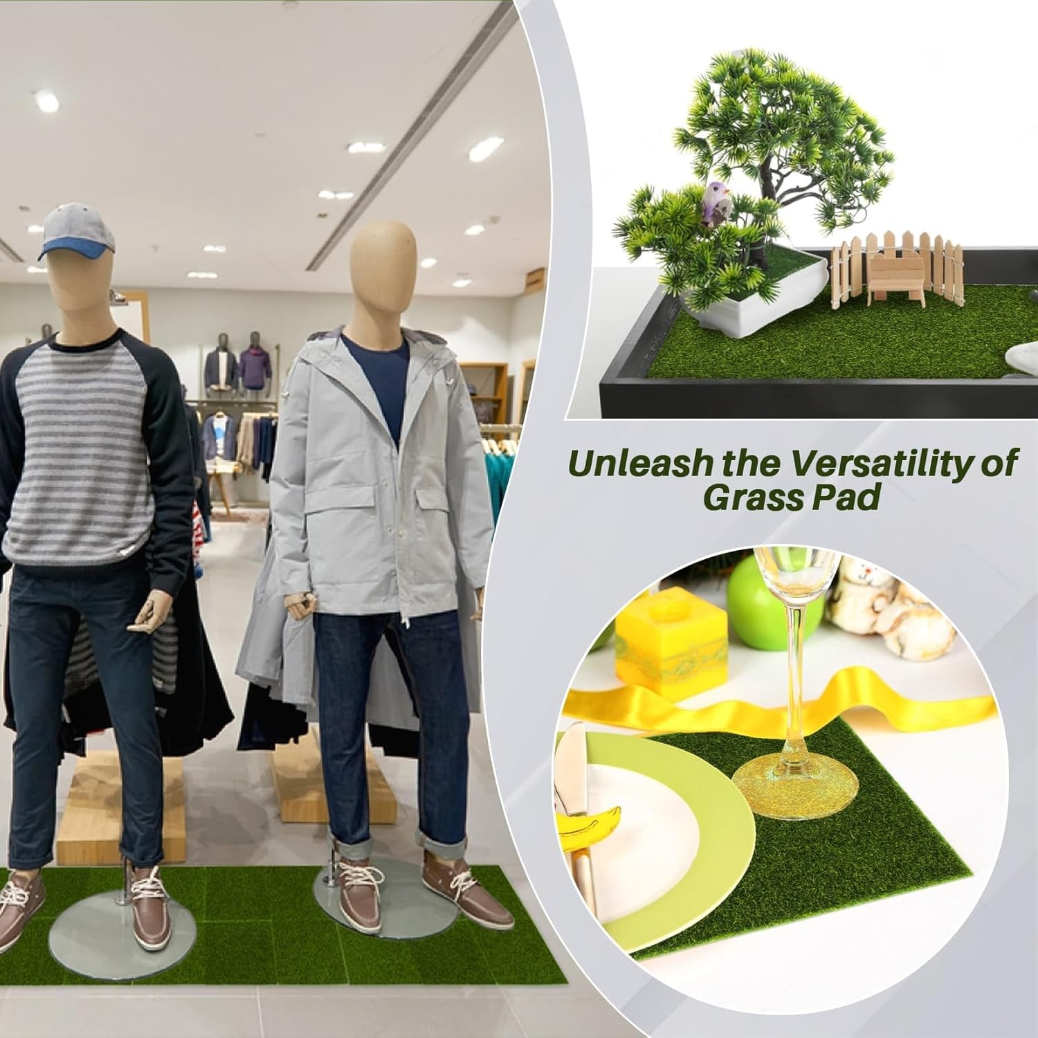 6PCS Artificial Grass Mats 5.9″x5.9″ for Crafts, Fairy Garden,Decor, Grass Faux