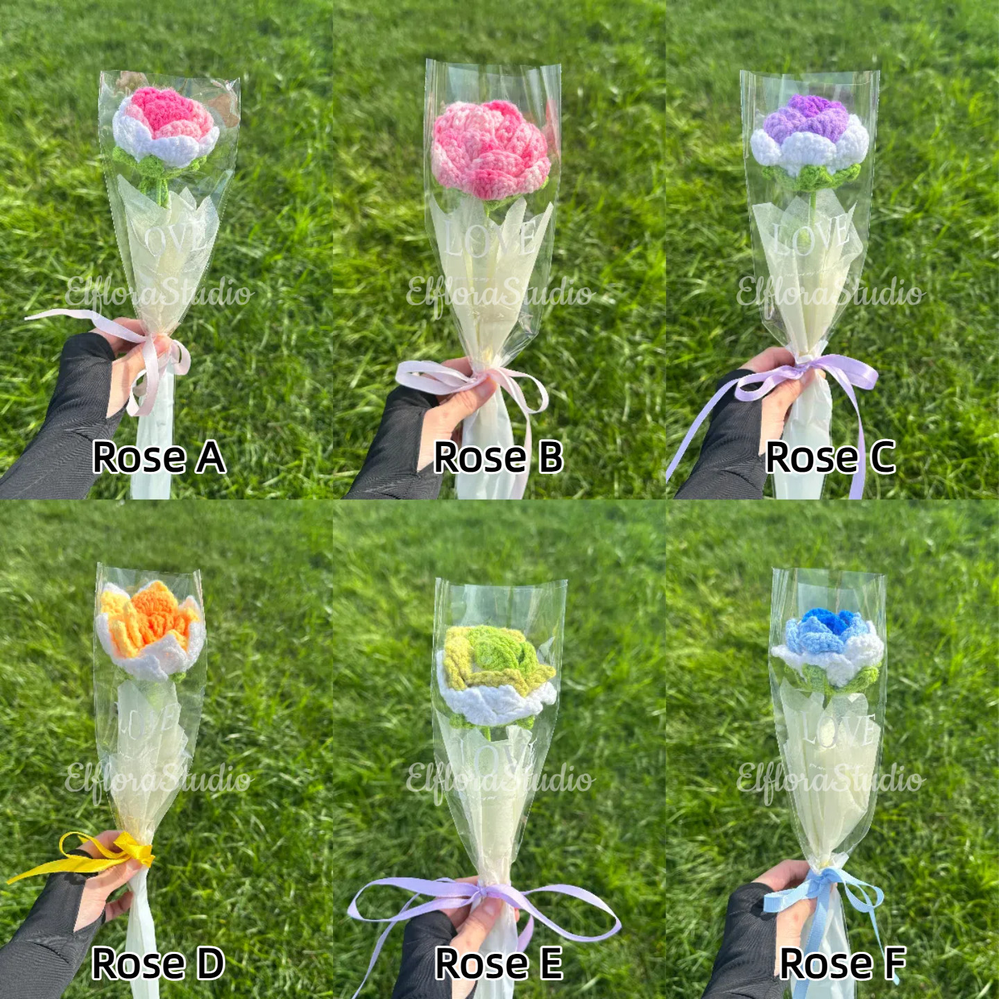Crochet Flower Bouquet – Handmade Yarn Roses, Tulips, Peonies & More