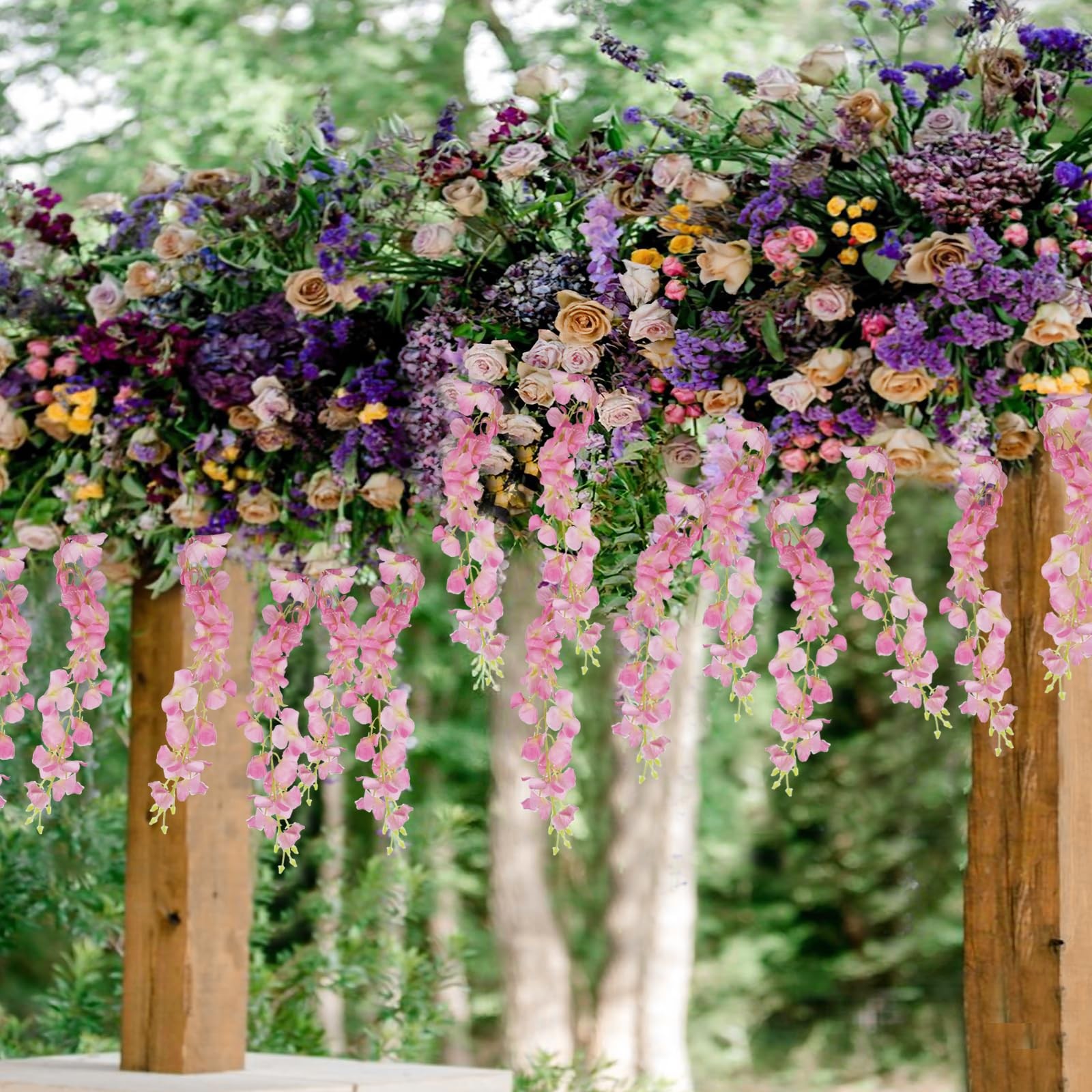 Wisteria Hanging Flowers Silk Artificial Pink 2 Pcs 6 Feet Wedding Arch Decor