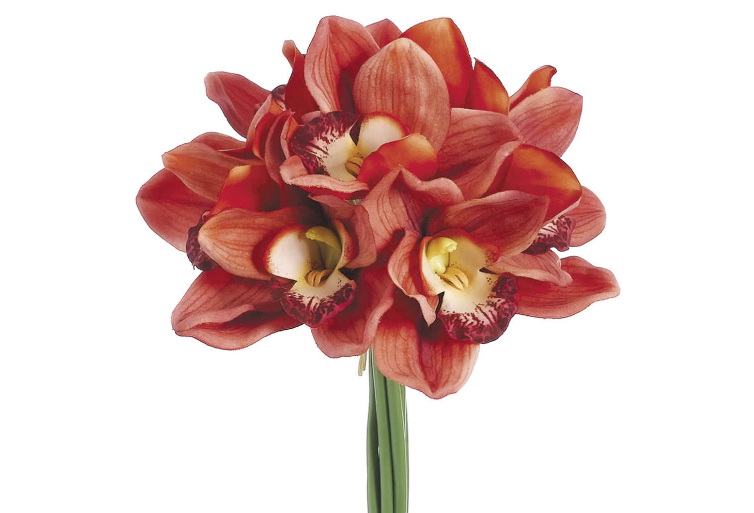 12″ Real Touch Cymbidium Orchid Bouquet Orange 6pk