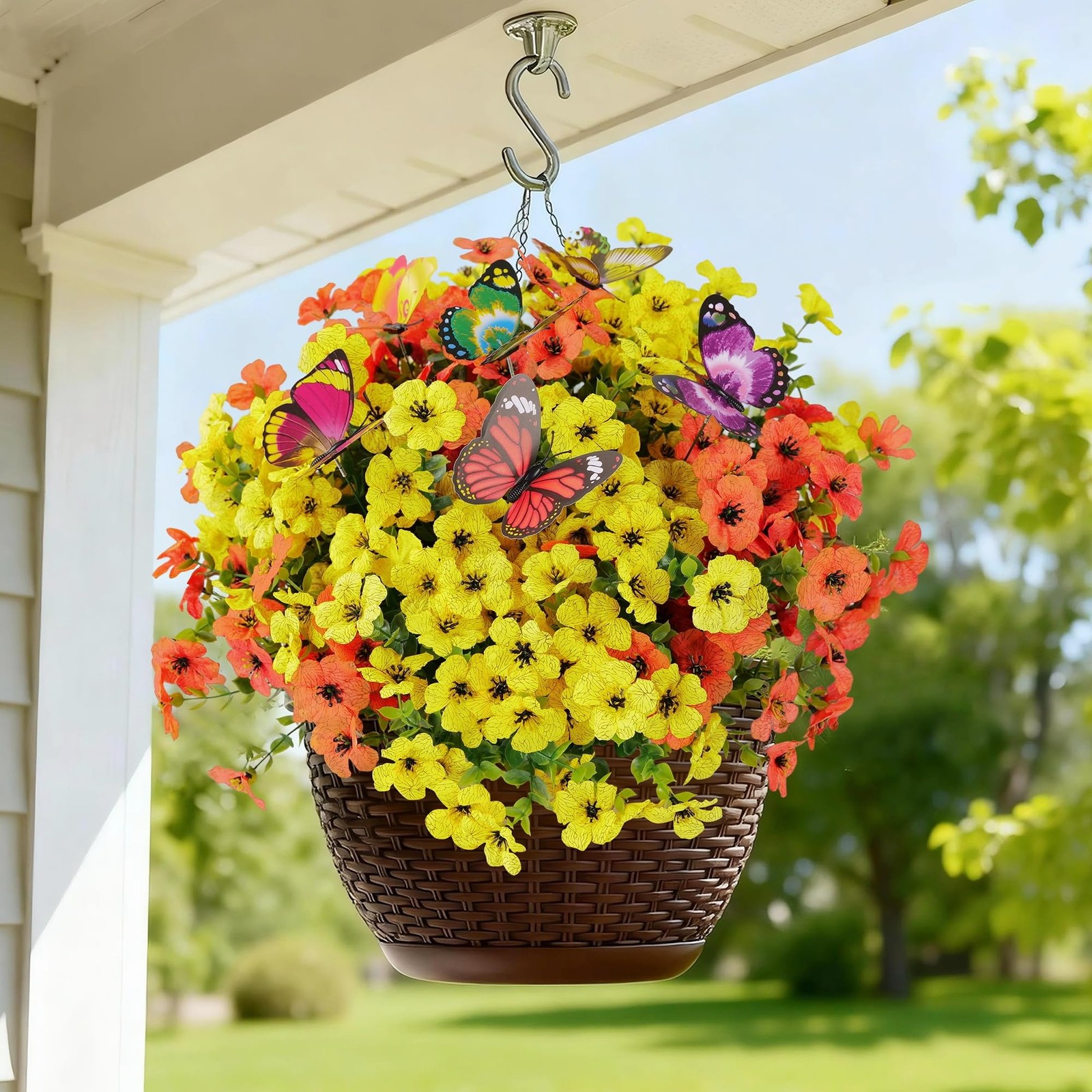 20 Bundles Artificial Flowers for Outdoors‌ and 6 Faux Butterflies