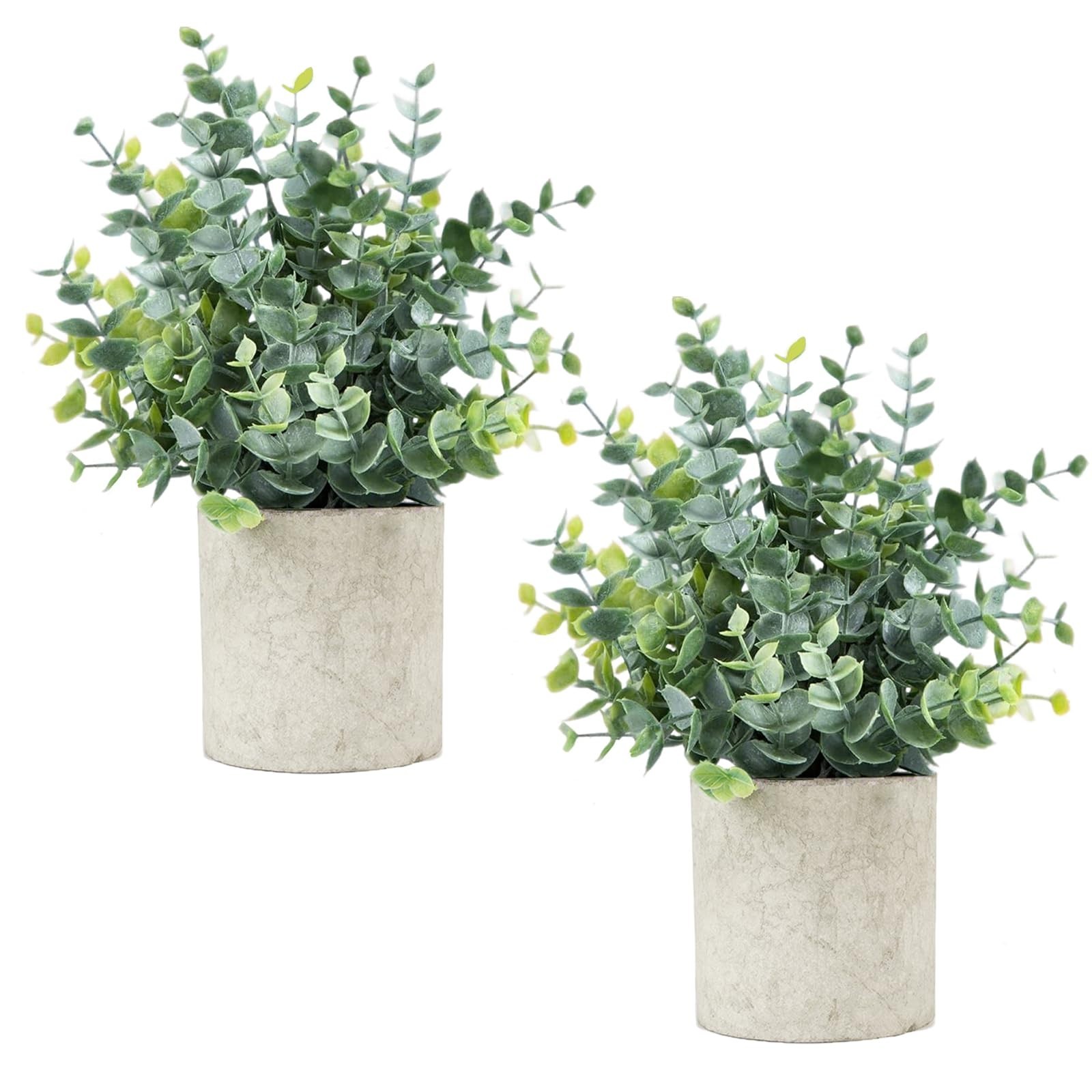 2 Pcs Eucalyptus Fake Plants – Small Artificial Indoor Potted Decor for Home, Sh