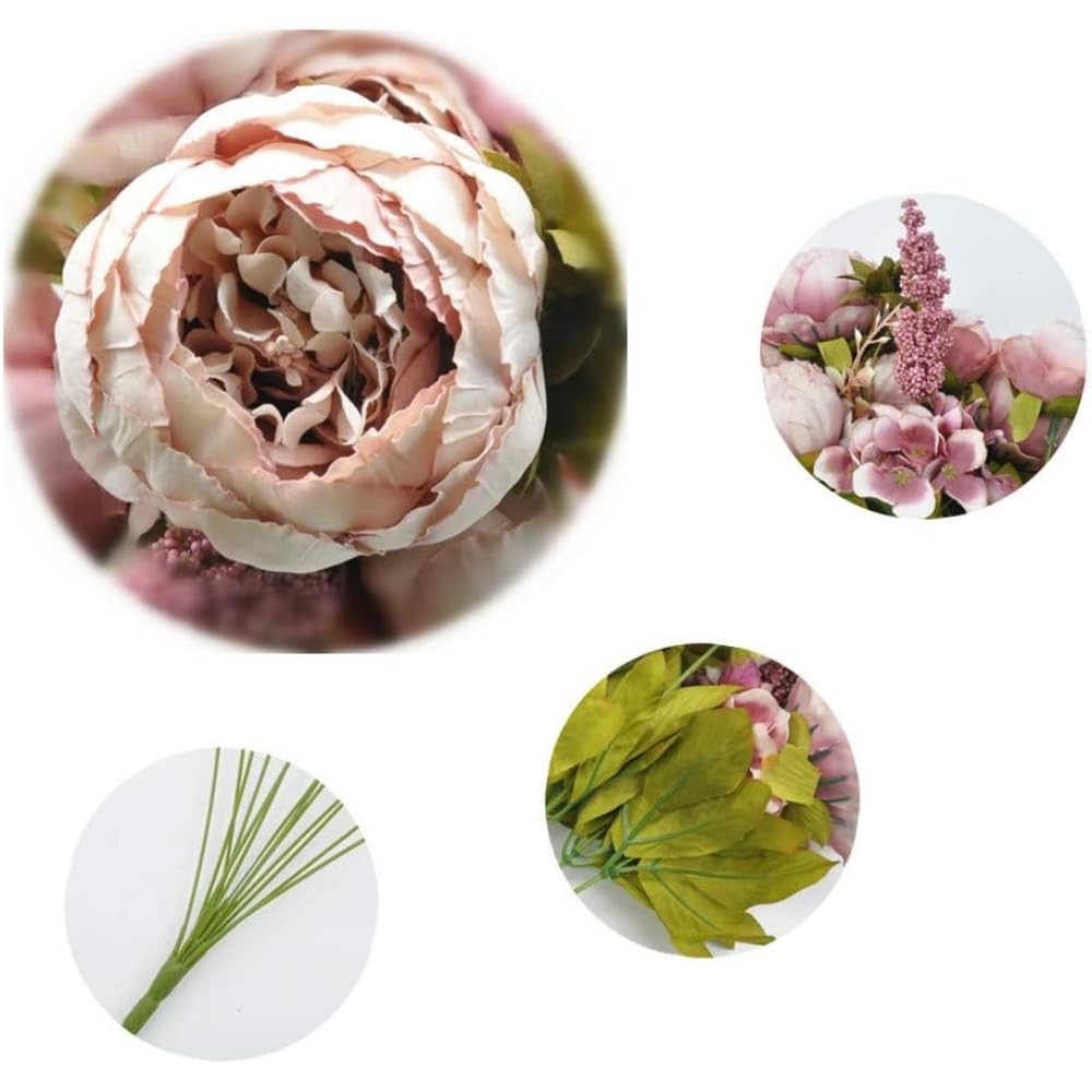 2 Pack Artificial Peony Flowers Silk Peonies Fake Bouquet Arrangement