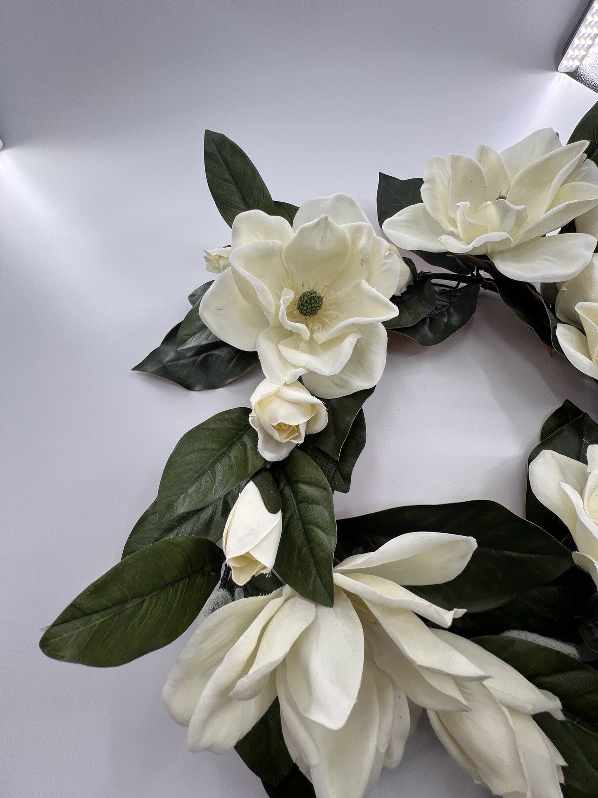 2 Magnolia Flower Wreaths 15” Artificial Hang On Door Decor Spring All Year