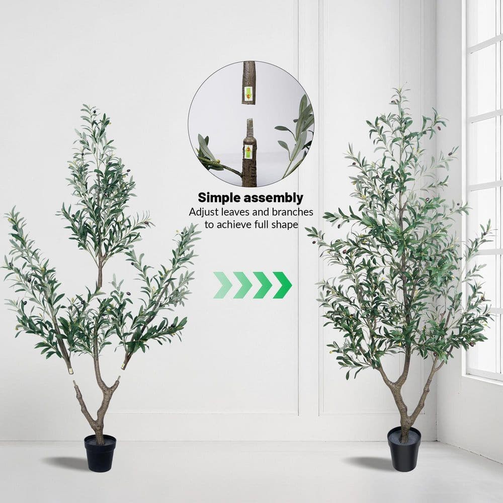 7 Ft. Artificial Olive Tree Faux Plant in Pot for Indoor and Outdoor Decor New