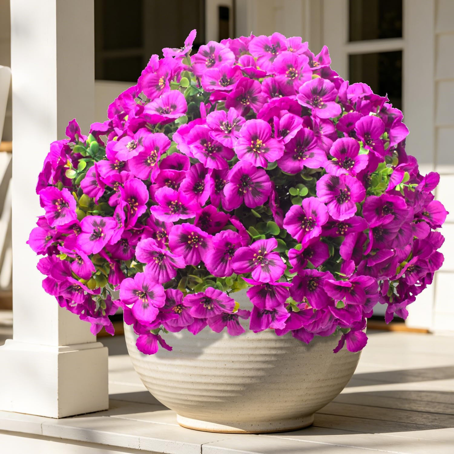 16 Bundles Artificial Pansy Flowers for Outdoors Fake Silk Flowers UV Resistant