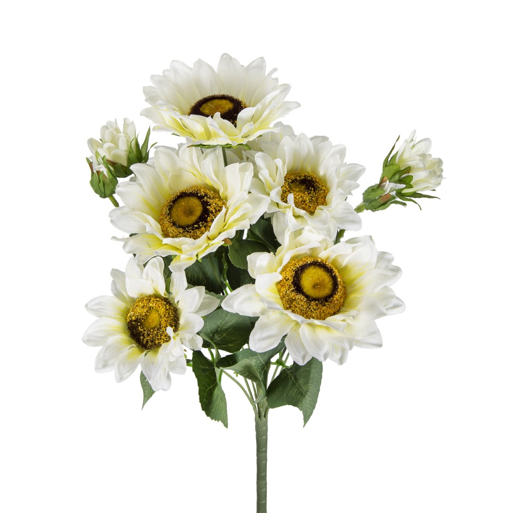 10.2 x 11 x 18.9″H Artificial Cream Sunflower BushX9, 4 Pack
